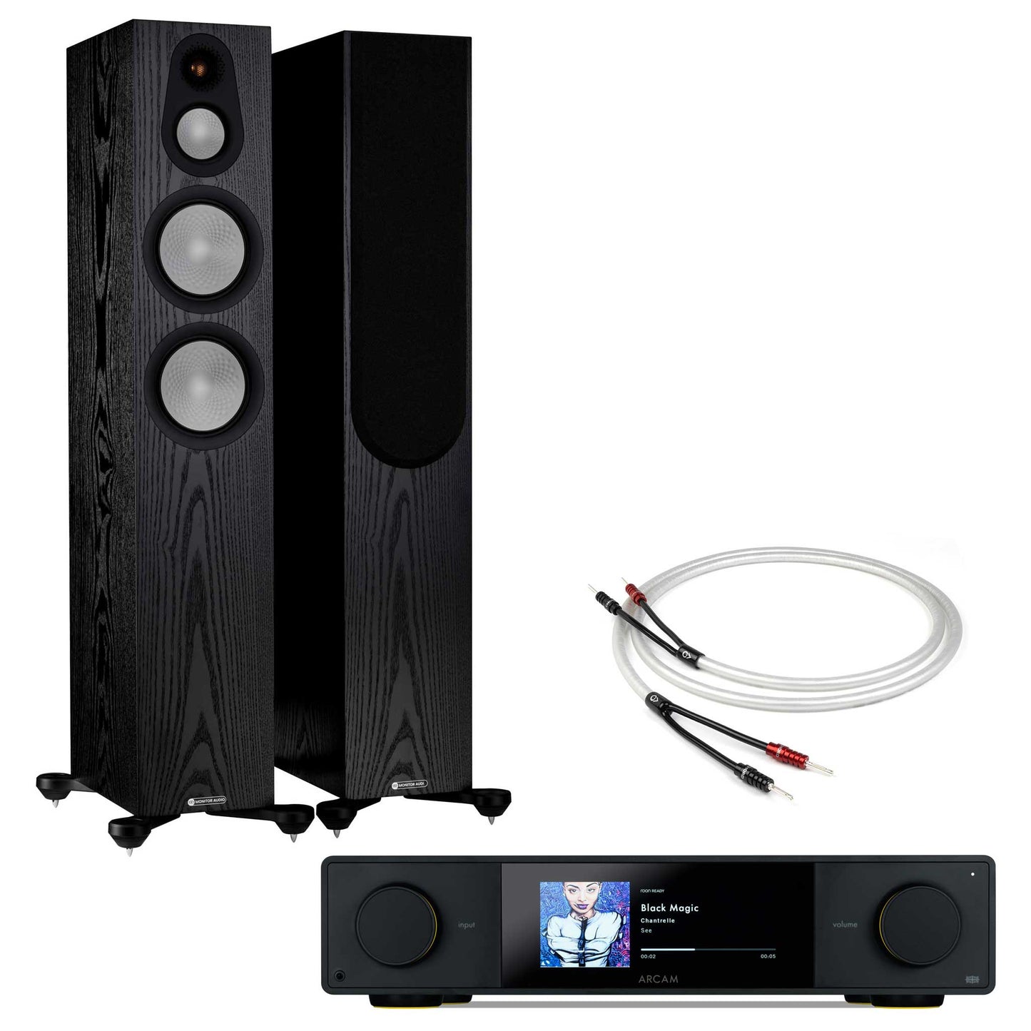 Arcam SA35 with Monitor Audio Silver 300 7G Black Oak