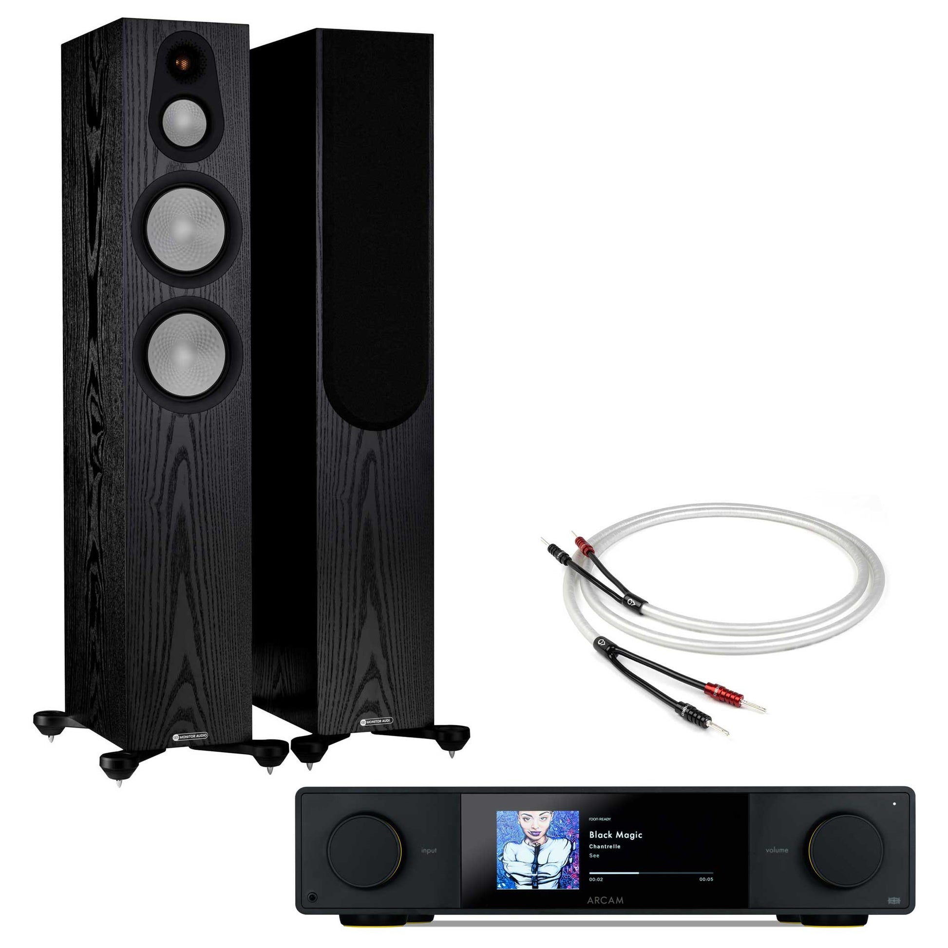 Arcam SA35 with Monitor Audio Silver 300 7G Black Oak