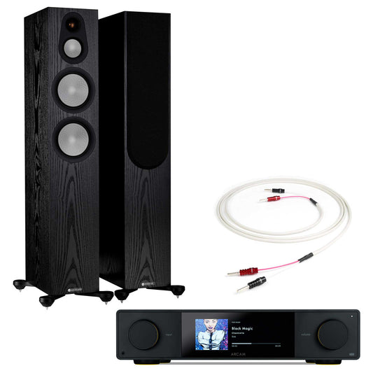 Arcam SA35 with Monitor Audio Silver 300 7G Black Oak