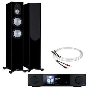 Arcam SA35 with Monitor Audio Silver 300 7G Gloss Black