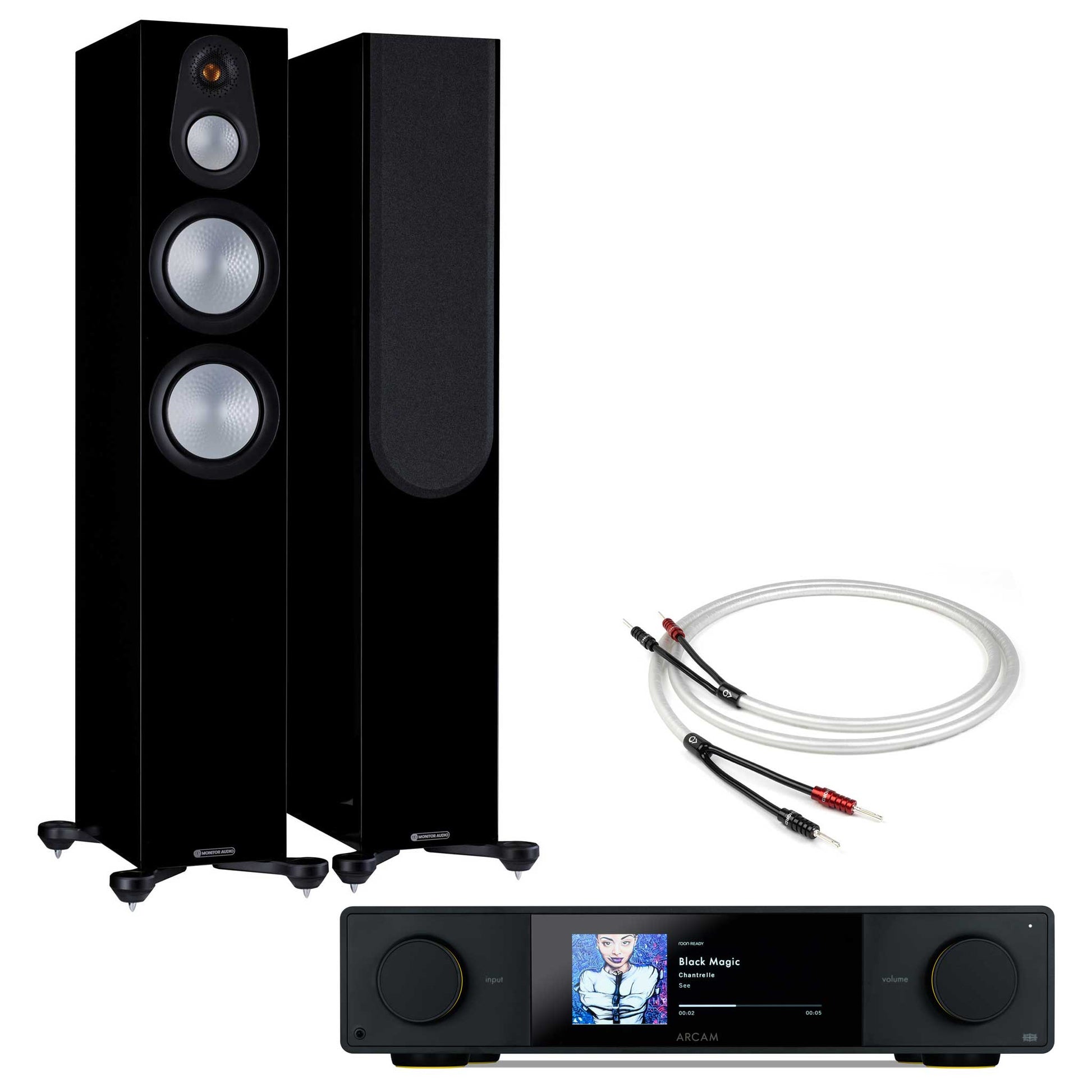 Arcam SA35 with Monitor Audio Silver 300 7G Gloss Black