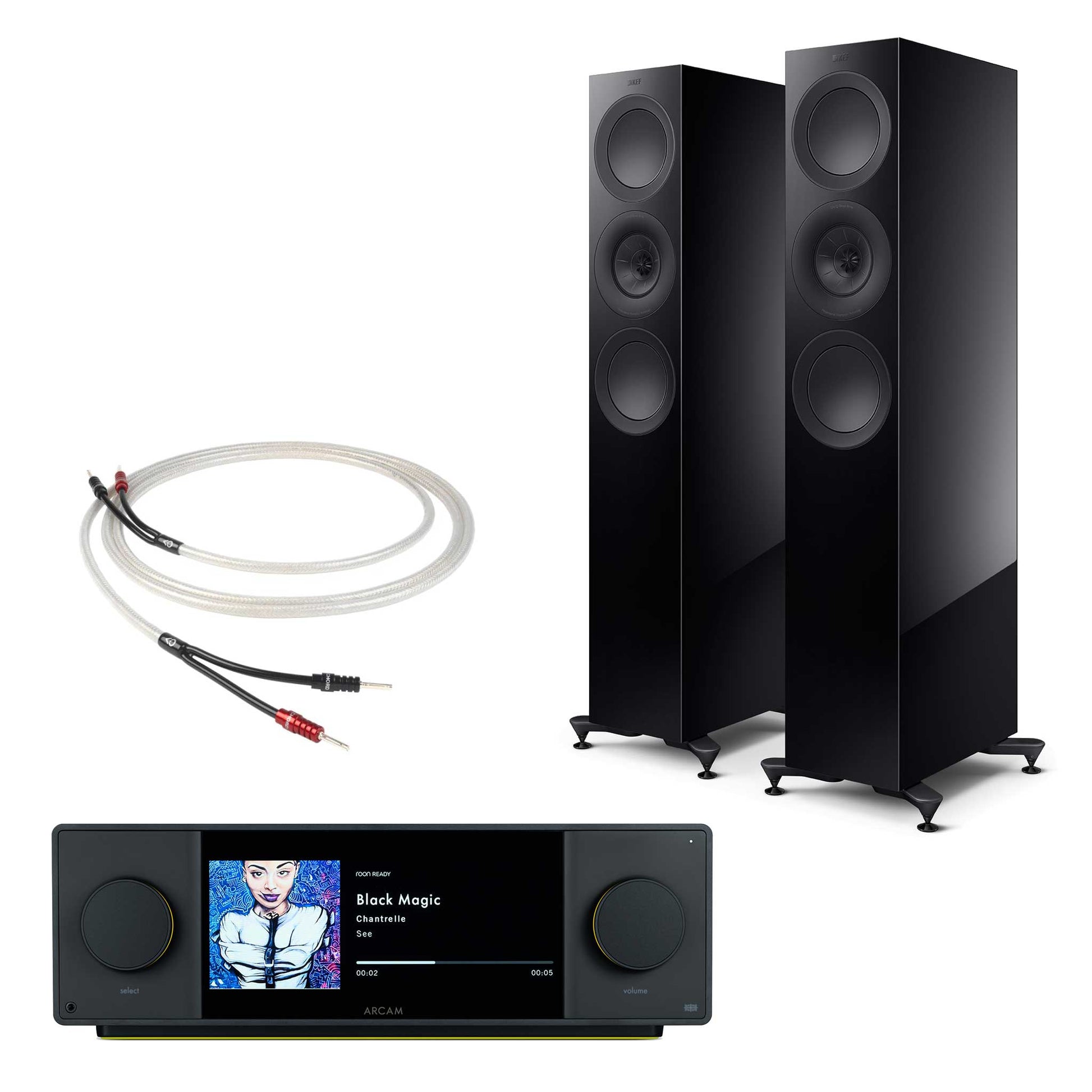 Arcam SA45 with KEF R7 Meta Black Gloss
