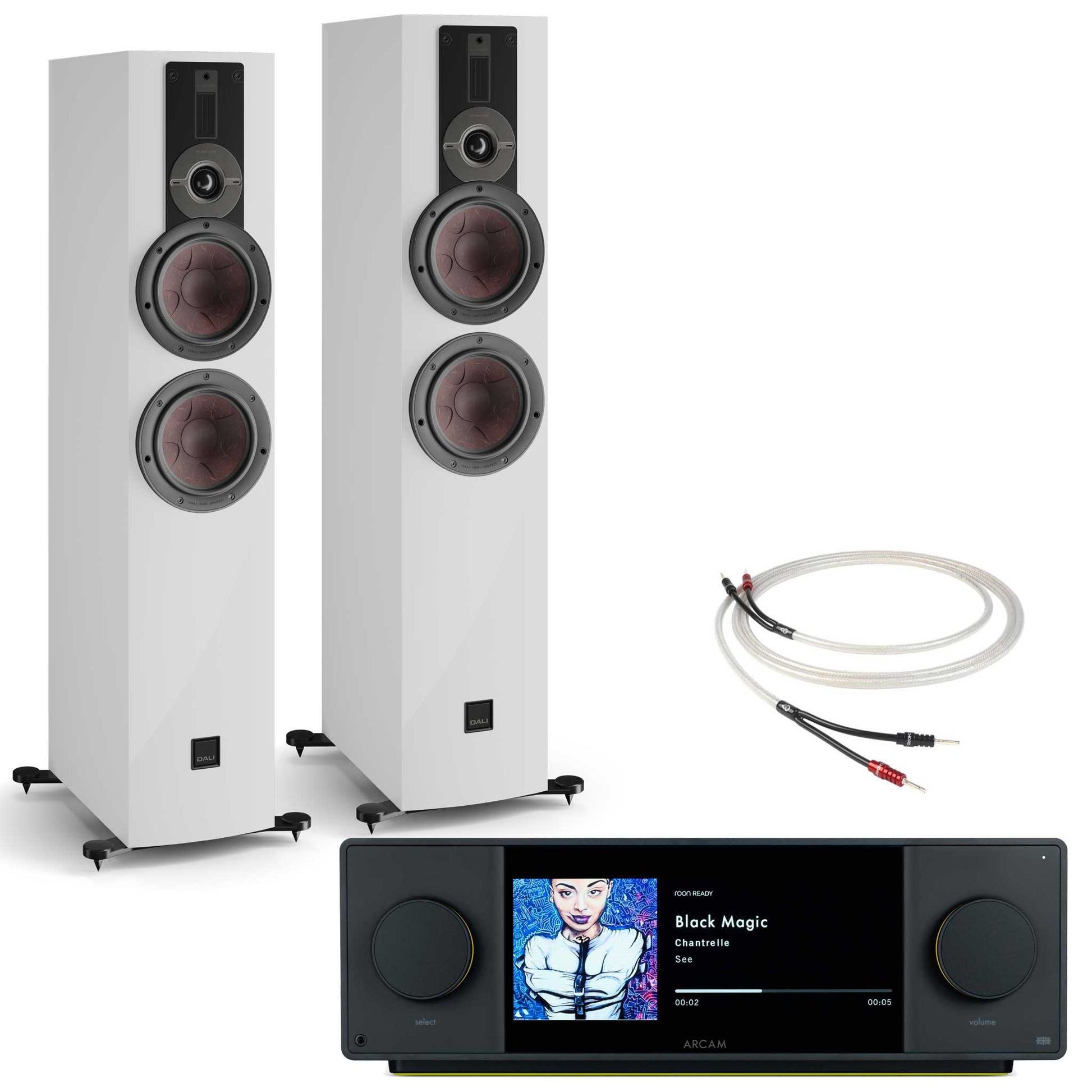 Arcam SA45 with Dali Rubikore 6 White High Gloss