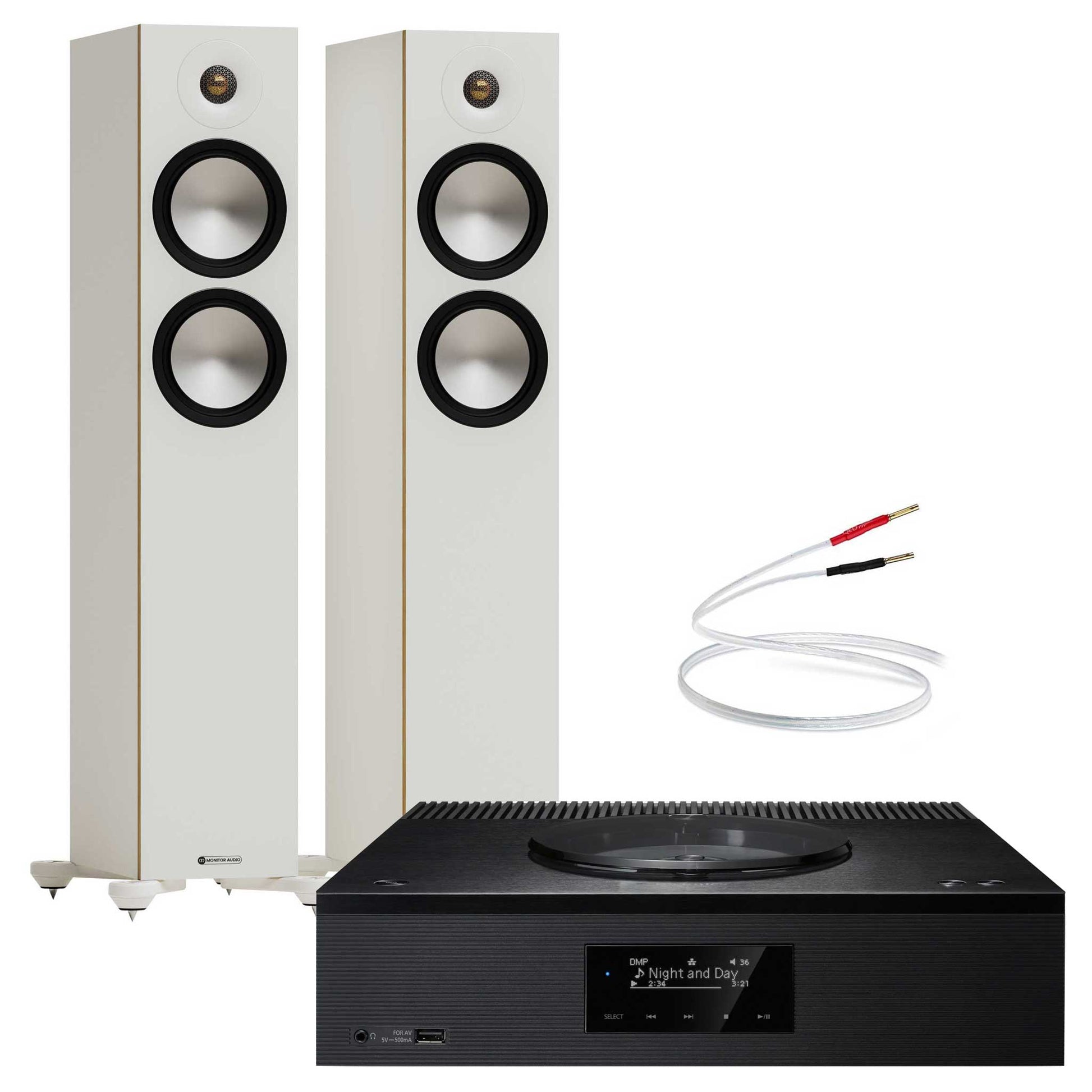 Technics SA-C600 Black with Monitor Audio Bronze 300 7G Wite