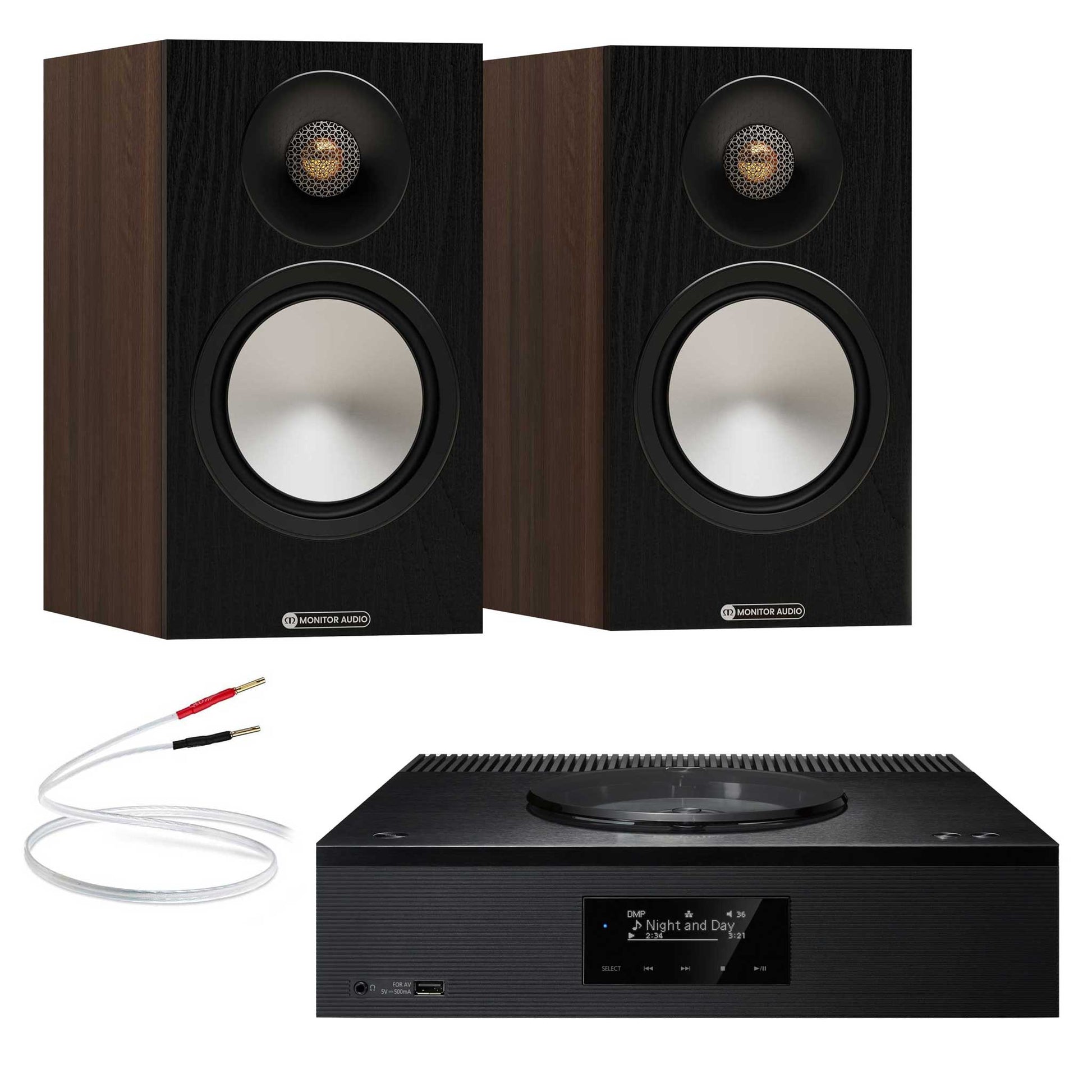 Technics SA-C600 Black with Monitor Audio Bronze 50 7G Walnut