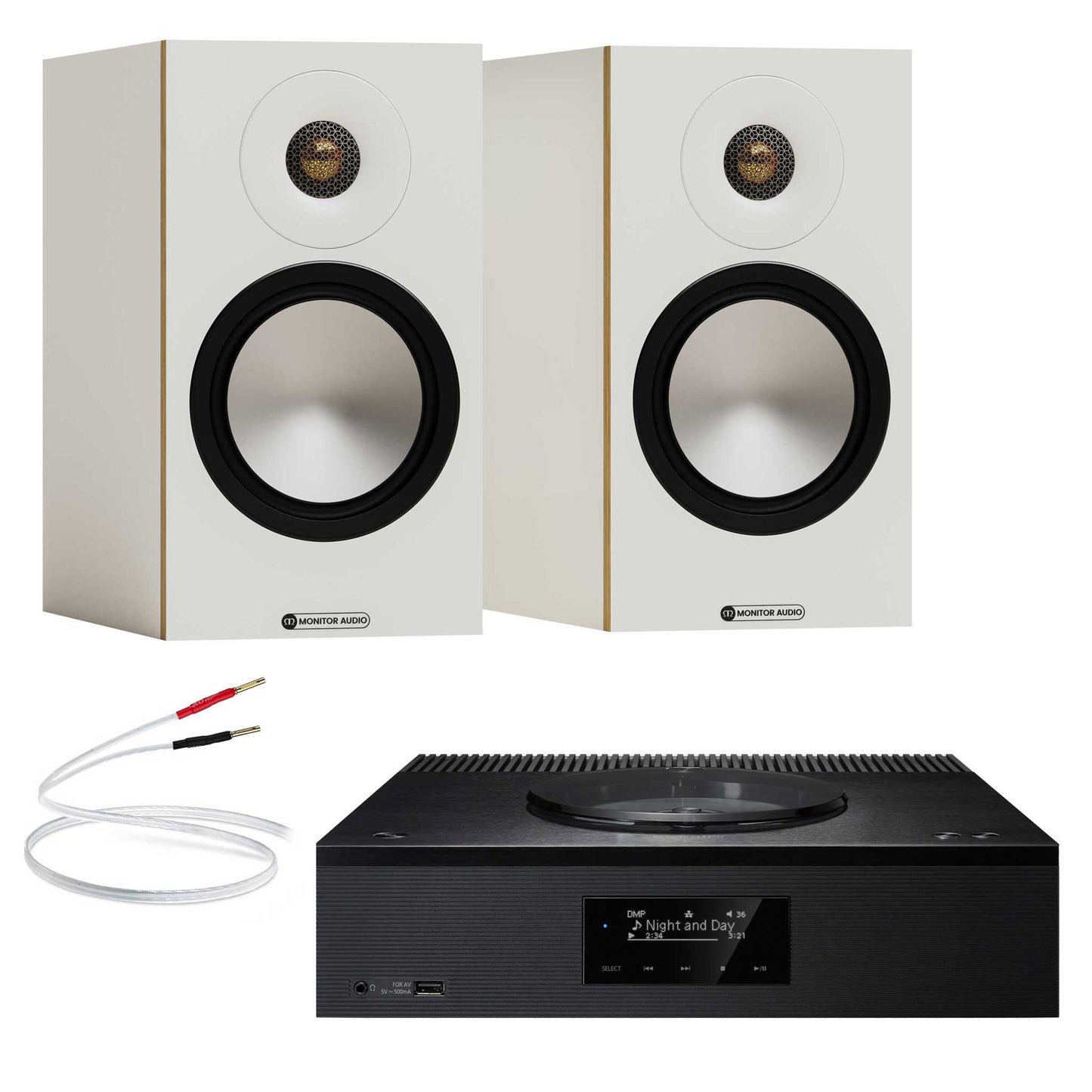 Technics SA-C600 Black with Monitor Audio Bronze 50 7G White