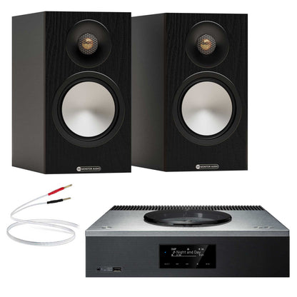Technics SA-C600 Silver with Monitor Audio Bronze 50 7G Black