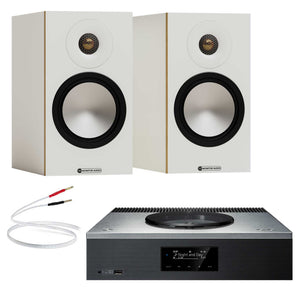 Technics SA-C600 Silver with Monitor Audio Bronze 50 7G White