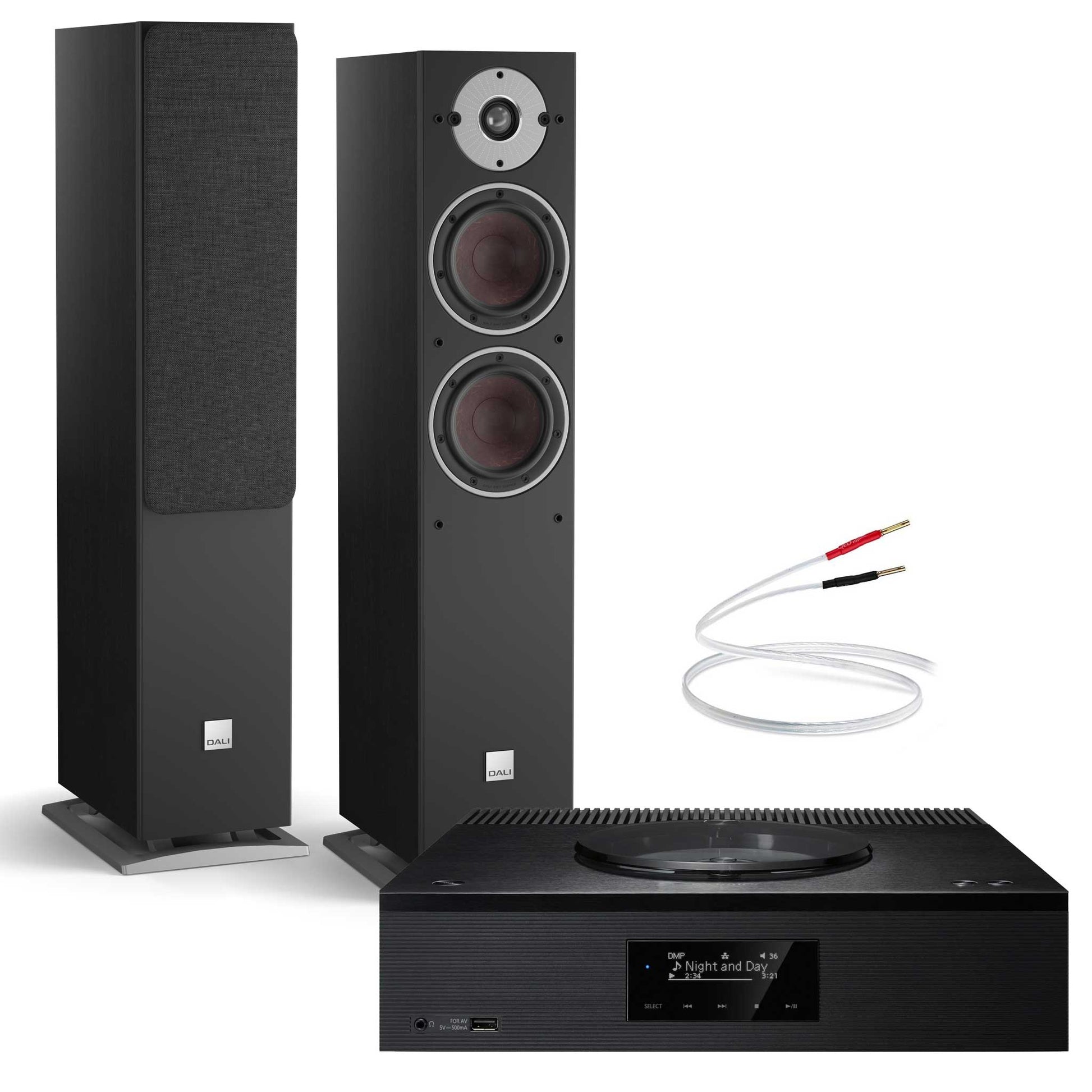 Technics SA-C600 Black with Dali Oberon 5 Black Ash