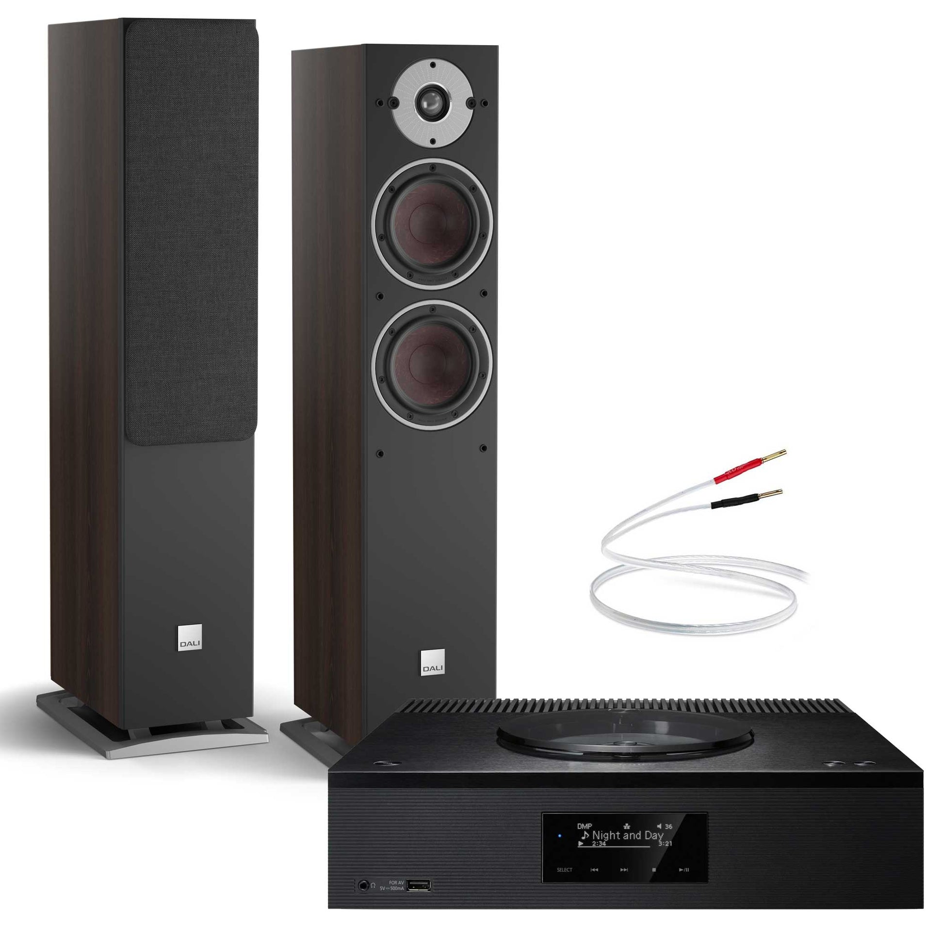Technics SA-C600 Black with Dali Oberon 5 Dark Walnut