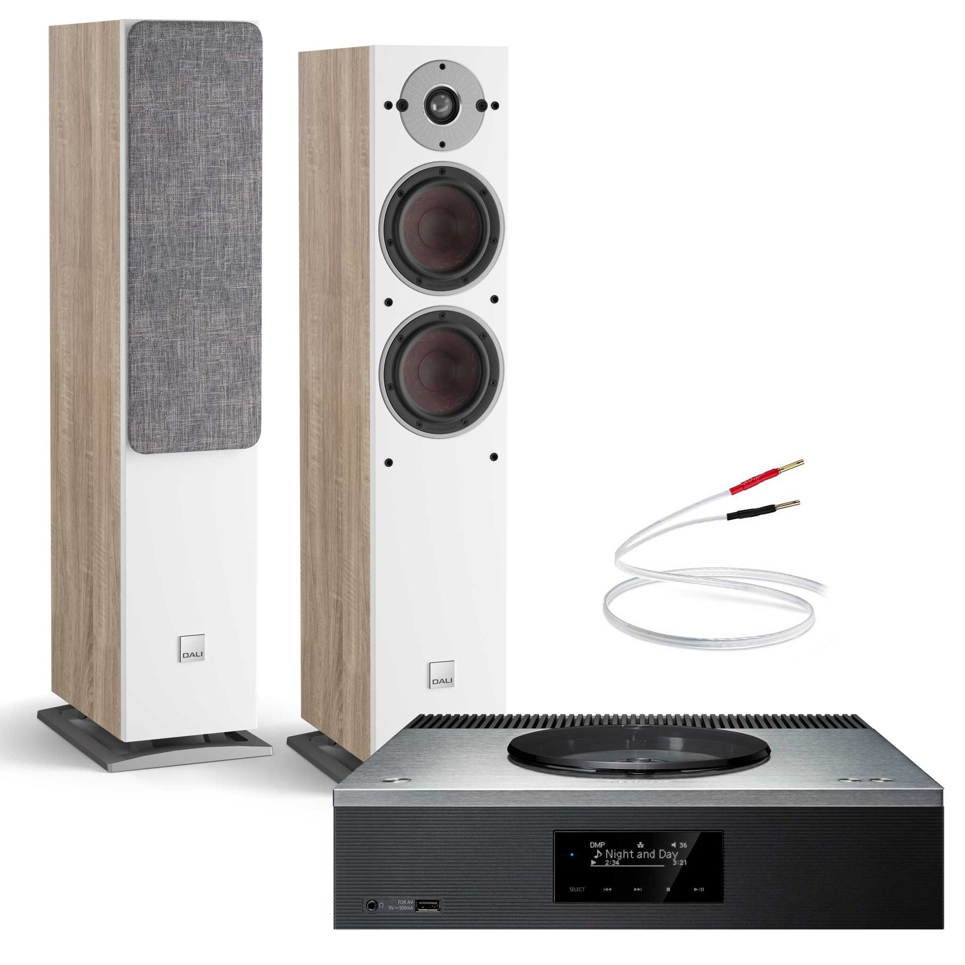 Technics SA-C600 Silver with Dali Oberon 5 Light Oak