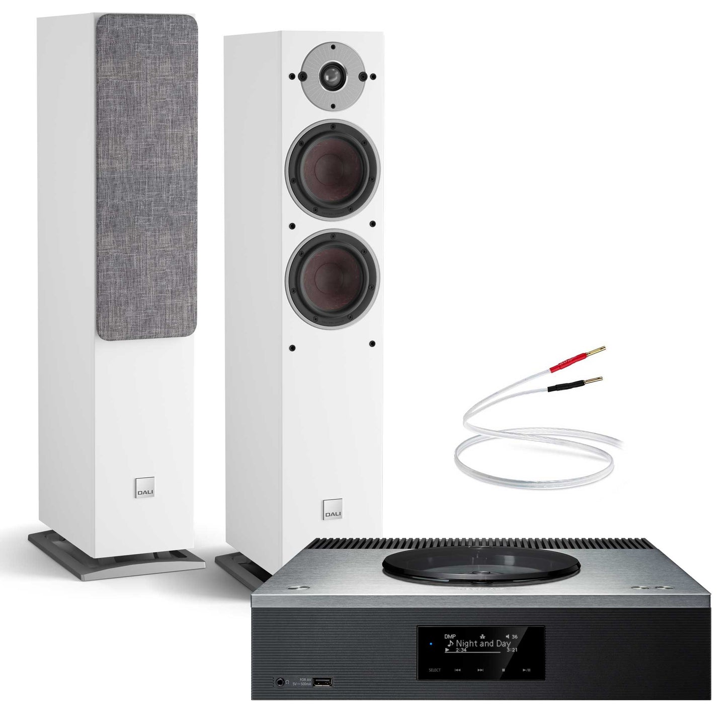 Technics SA-C600 Silver with Dali Oberon 5 White