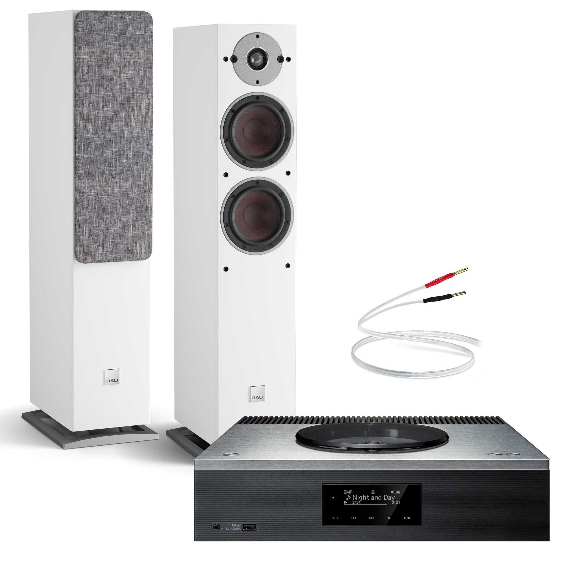 Technics SA-C600 Silver with Dali Oberon 5 White
