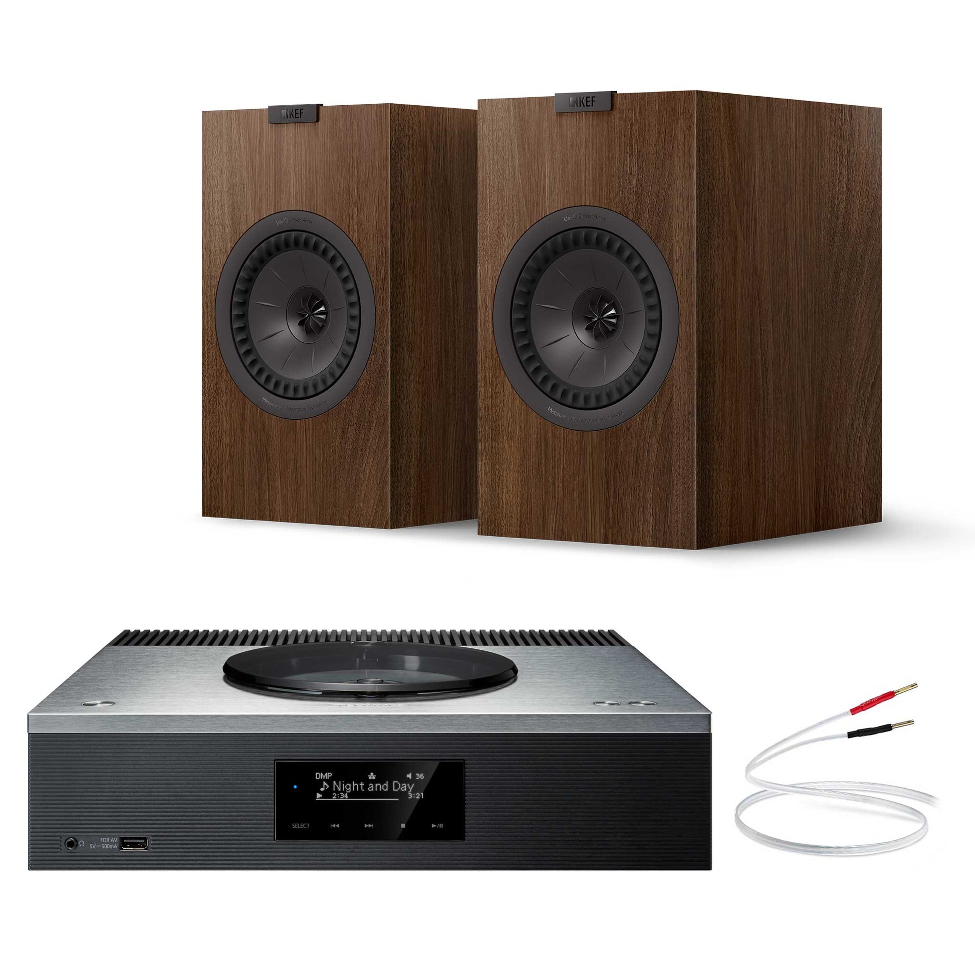 Technics SA-C600 Black with KEF Q3 Meta Walnut