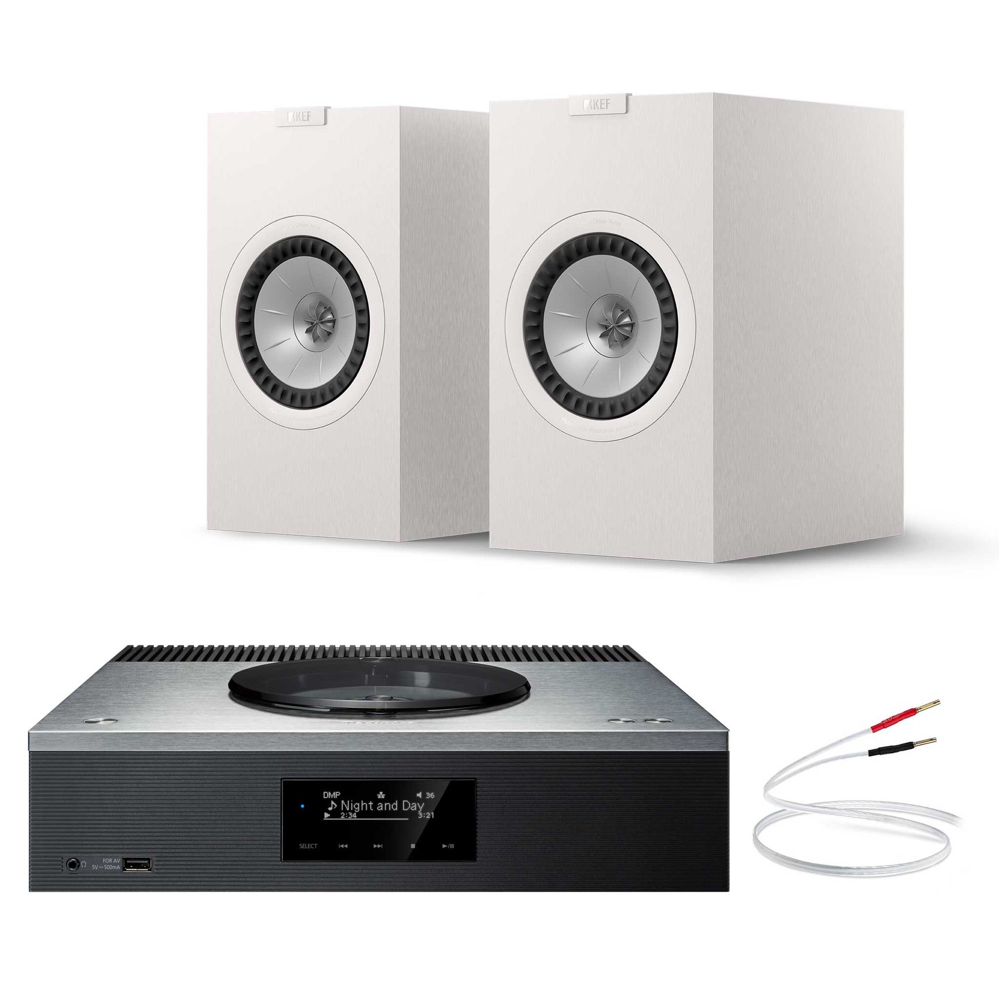 Technics SA-C600 Silver with KEF Q3 Meta White