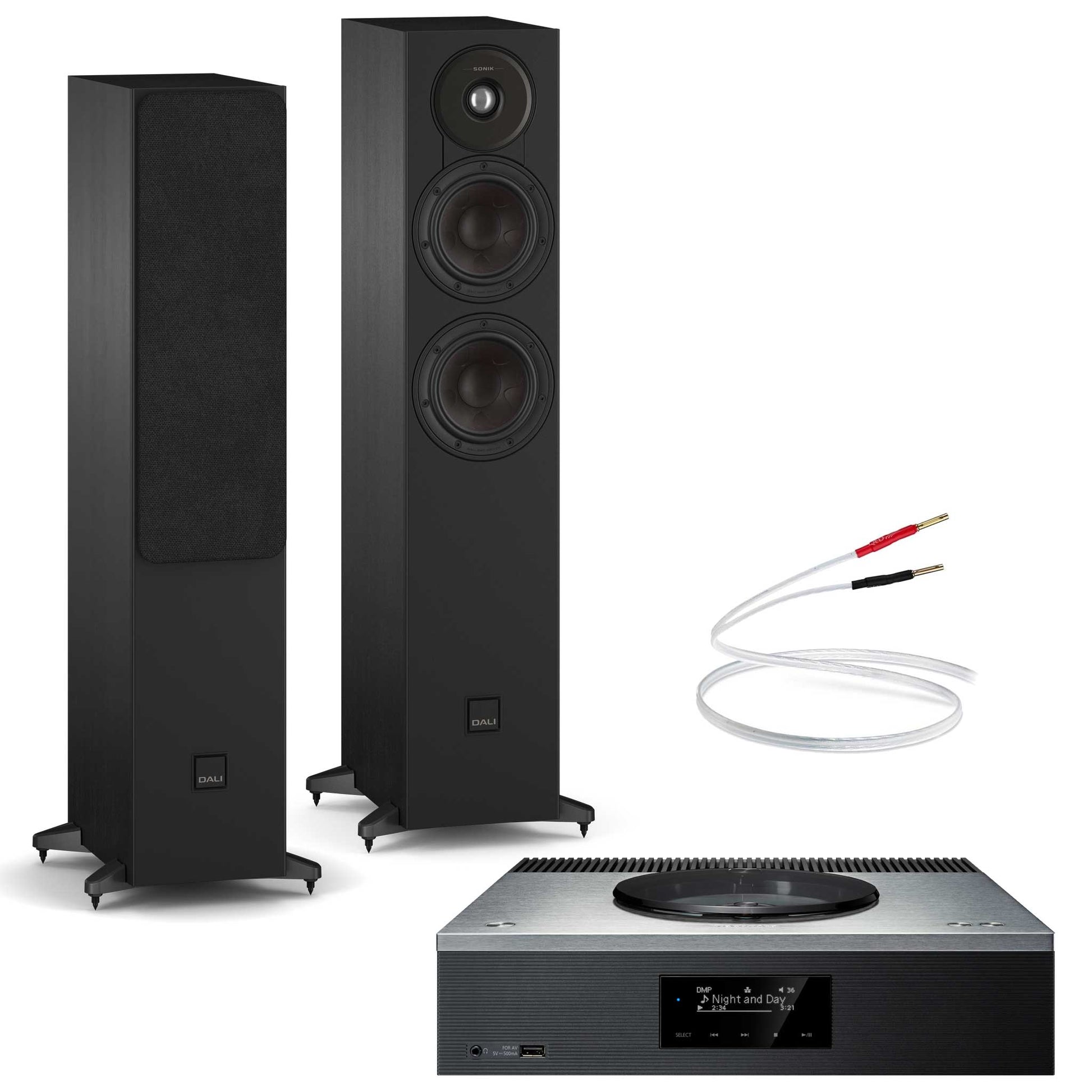 Technics SA-C600 Silver with Dali SONIK 5 Black