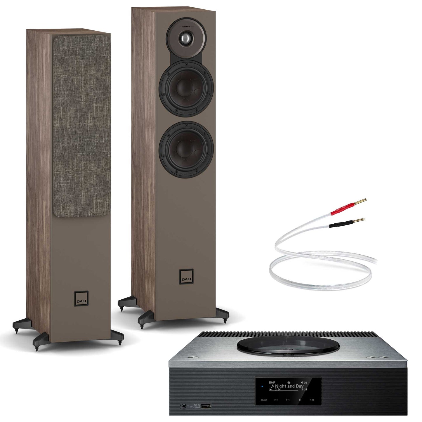 Technics SA-C600 Silver with Dali SONIK 5 Walnut