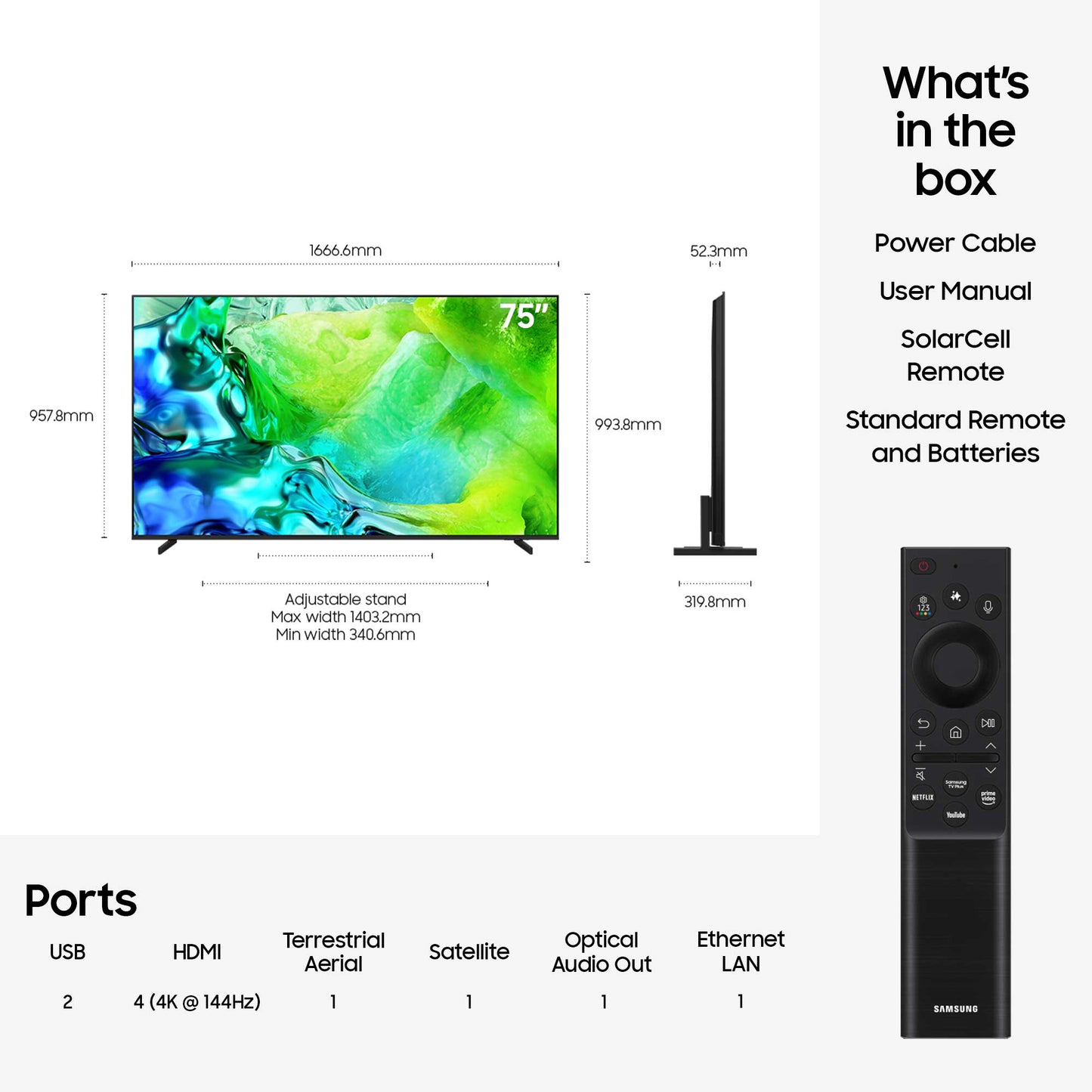 Samsung QE75QN80H Specs