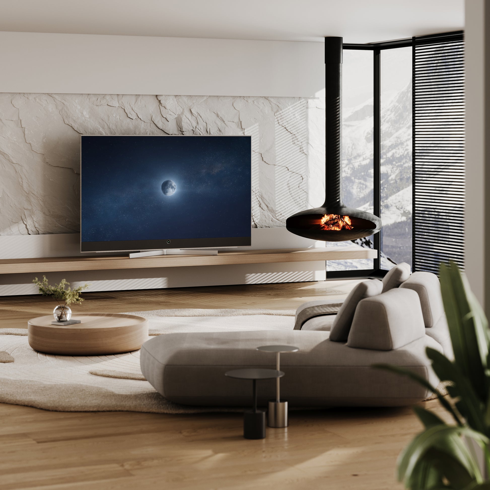 Loewe Stellar 77 Aluminium Silver Room Setting