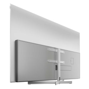 Loewe Stellar 77 Aluminium Silver Rear Angled View On Motorised Table Stand