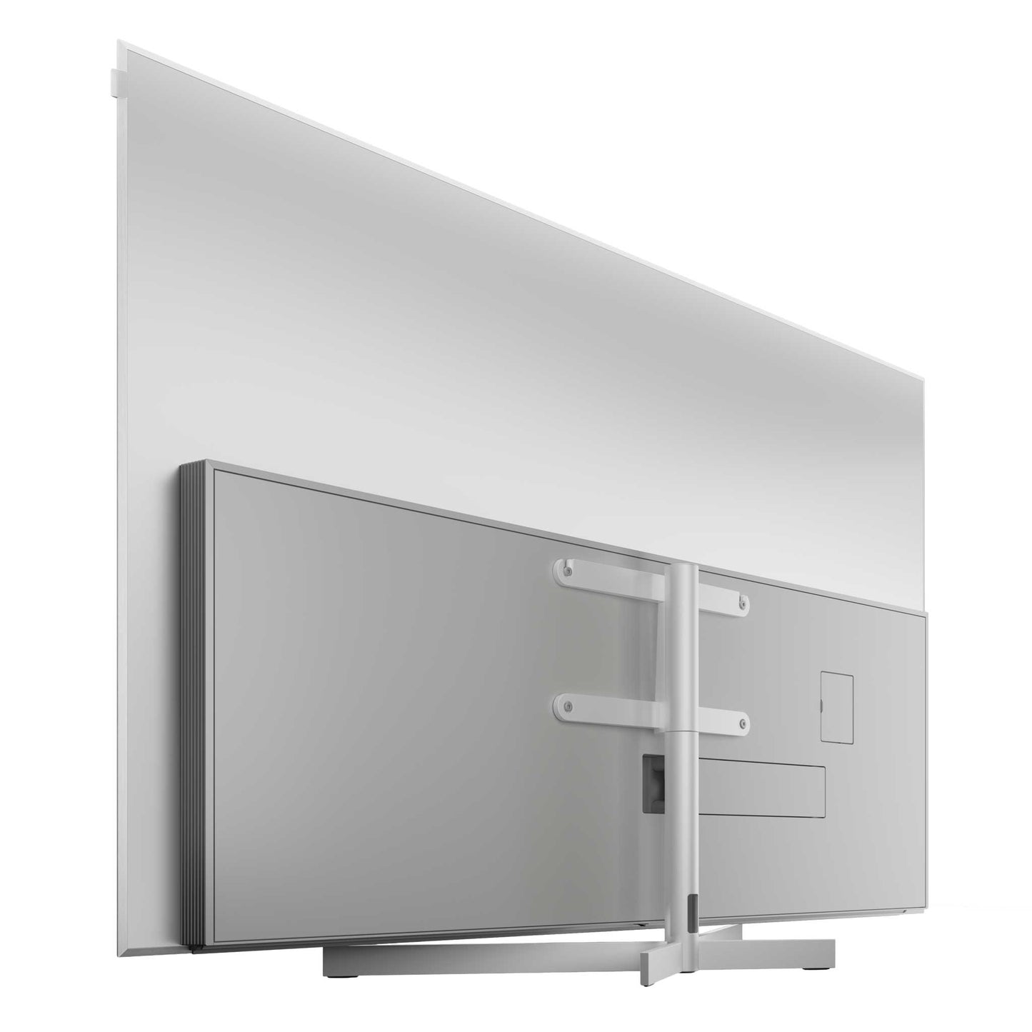 Loewe Stellar 77 Aluminium Silver Rear Angled View On Motorised Table Stand