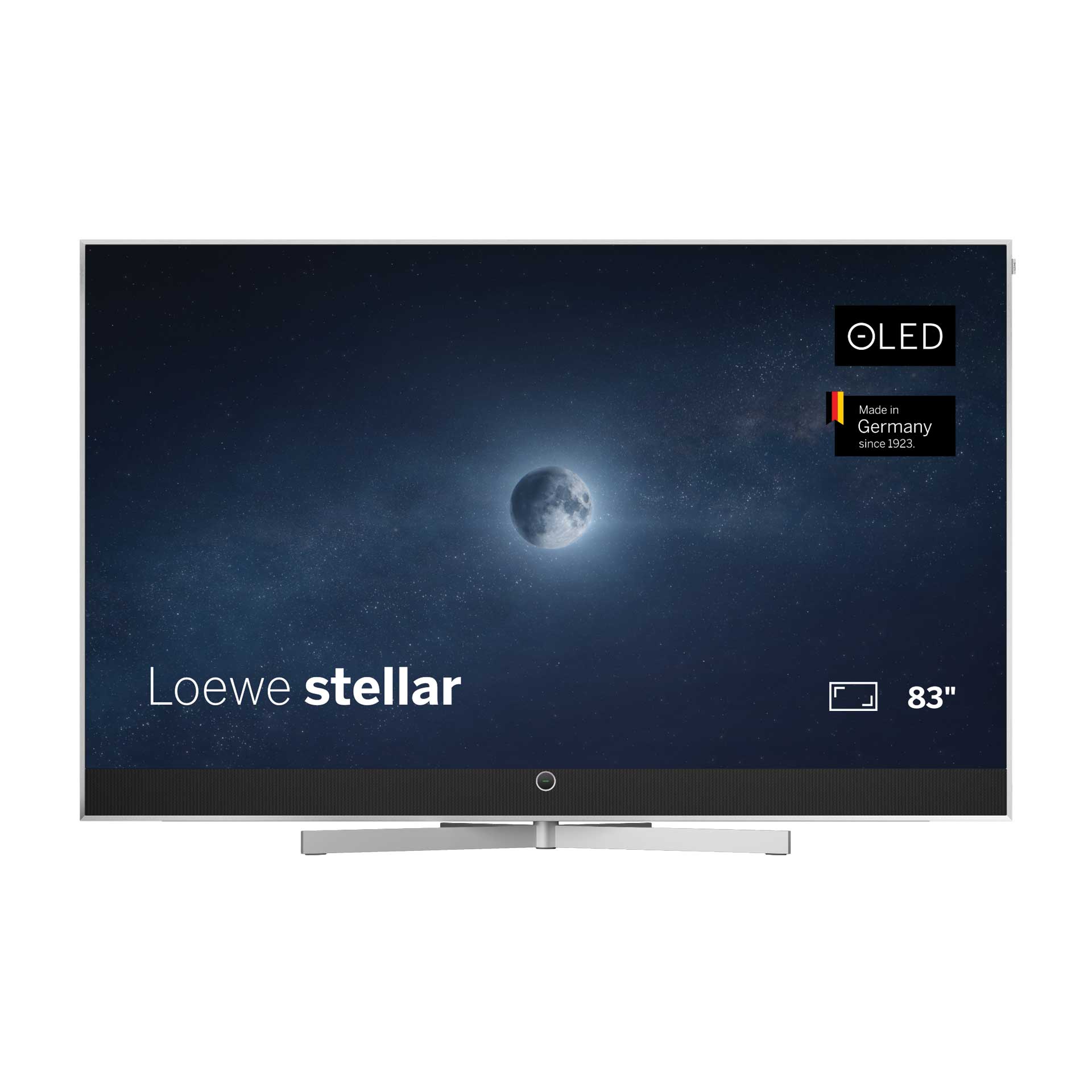 Loewe Stellar 83 DR+ Aluminium Silver On Table Stand