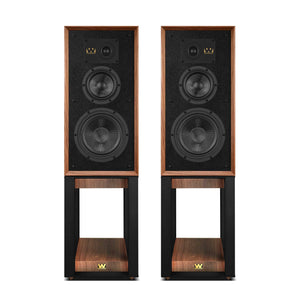 Wharfedale Super Linton Walnut Front View On Stands