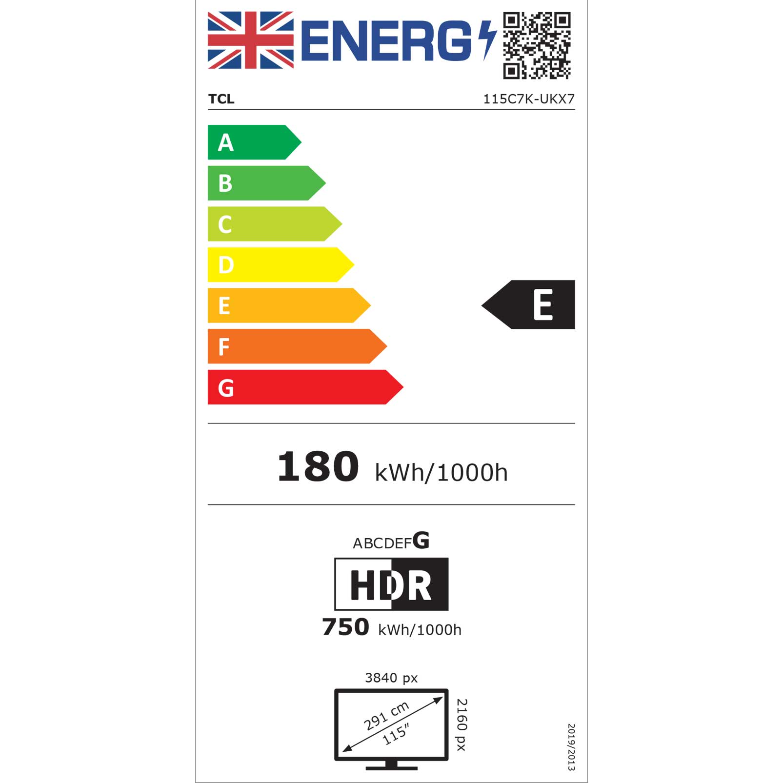 TCL 115C7K-UK Energy Label