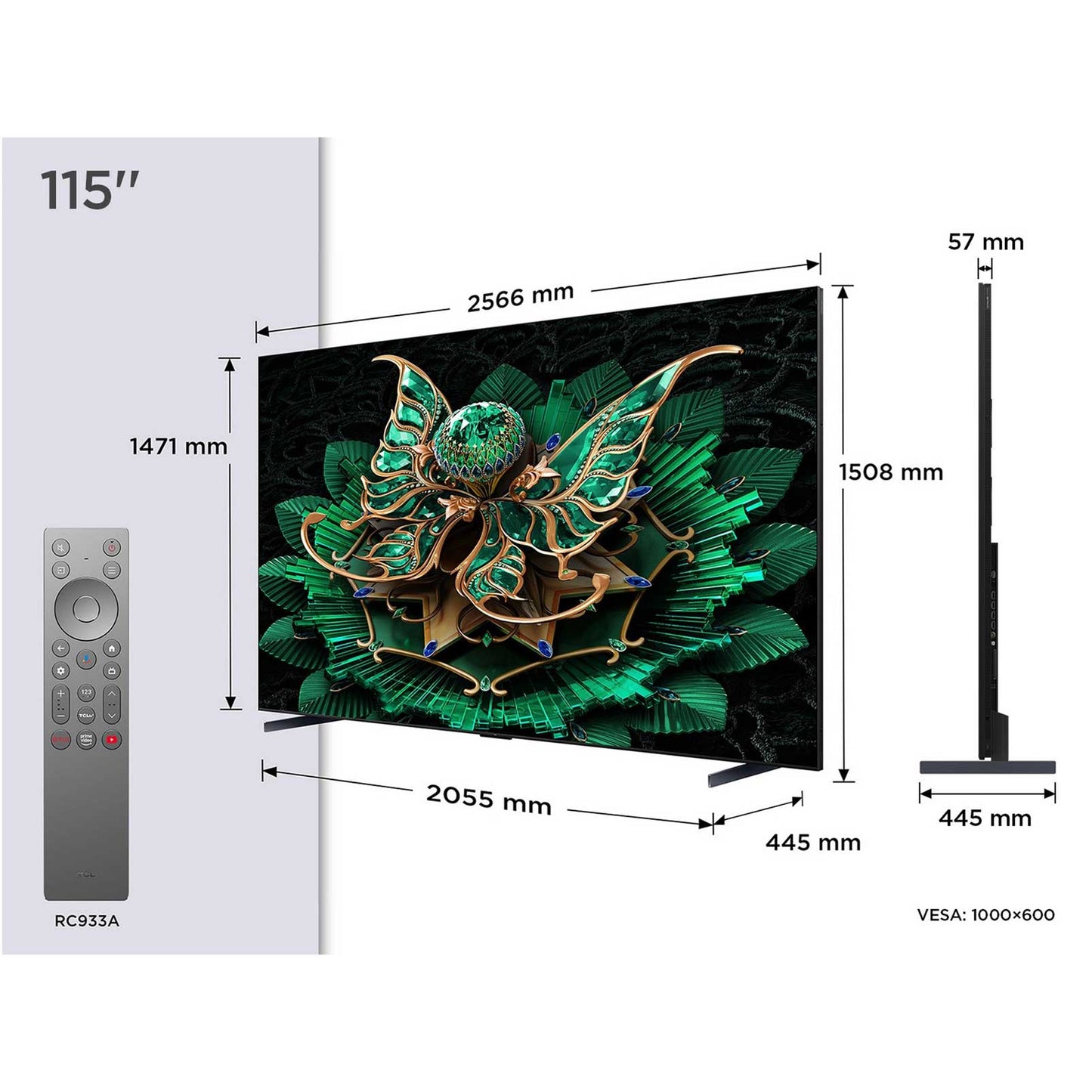 TCL 115C7K-UK Dimensions