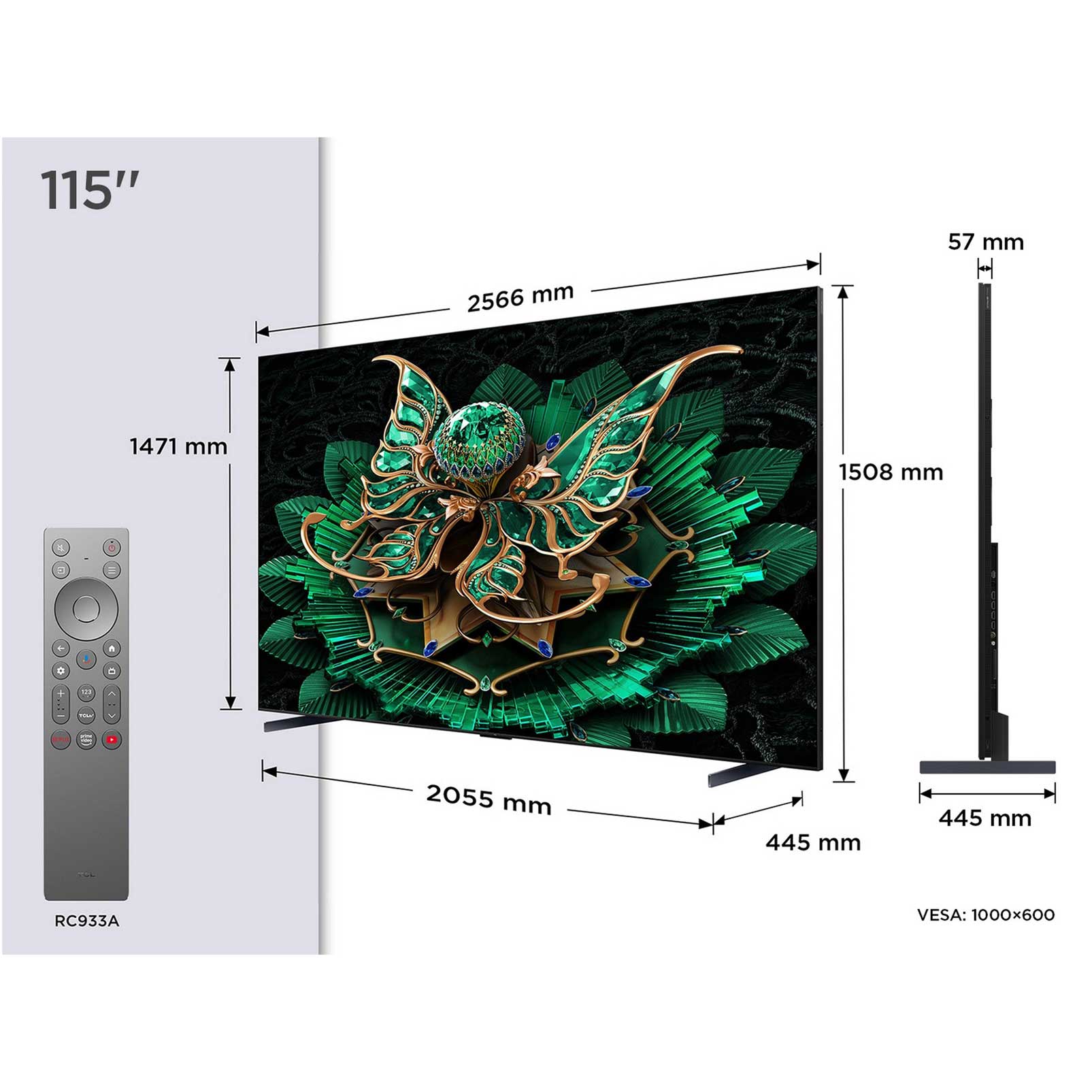 TCL 115C7K-UK Dimensions