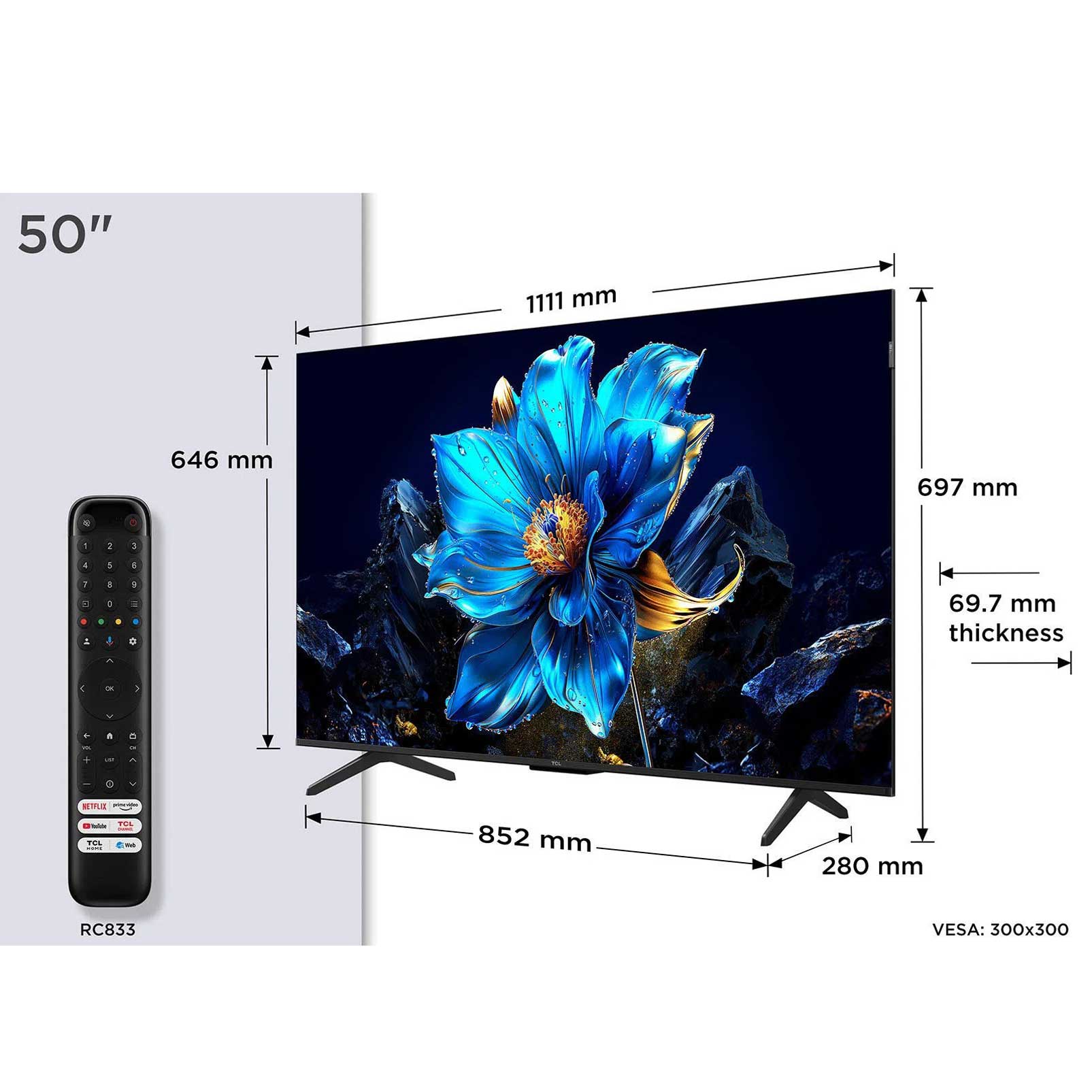 TCL 50P7K-UK Dimensions