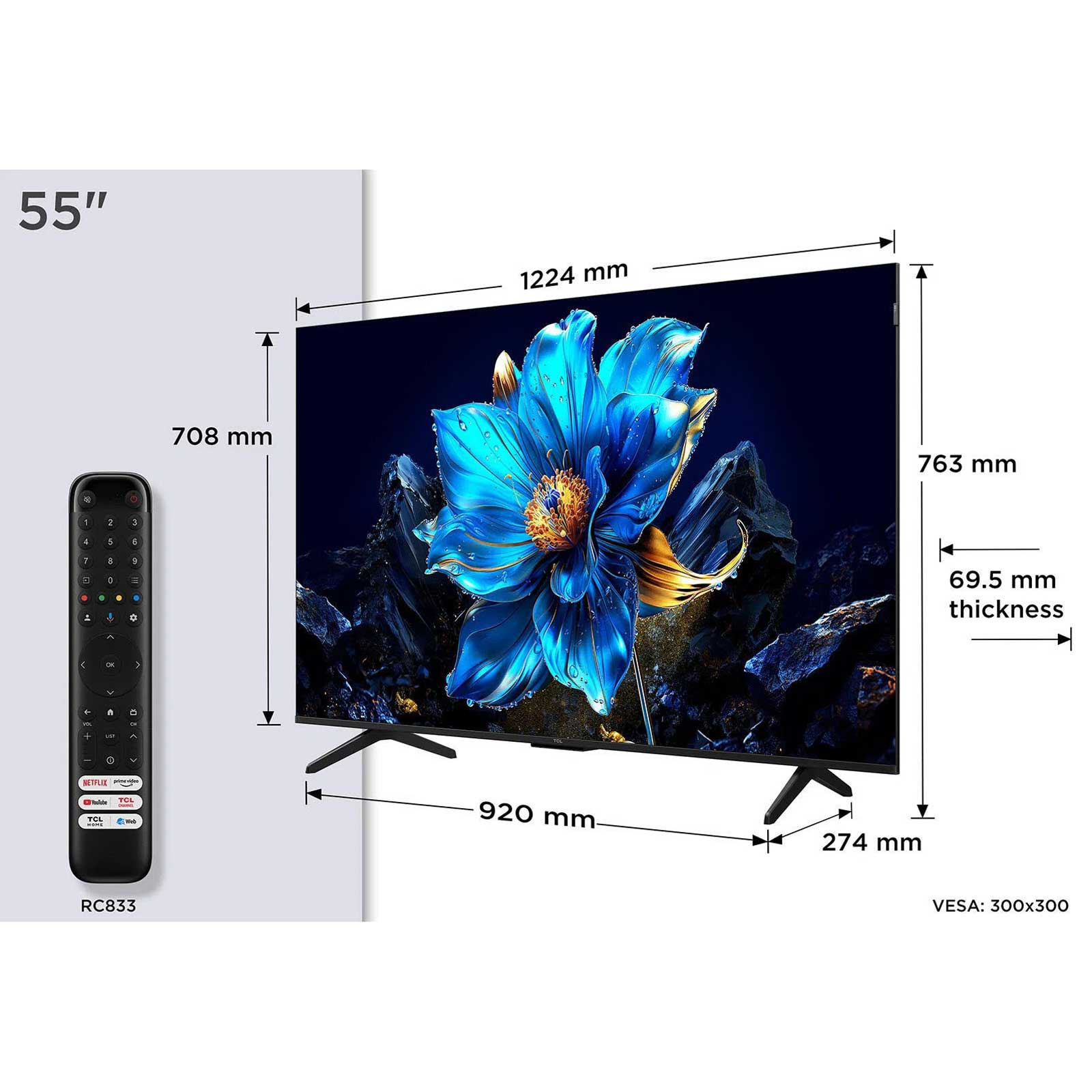 TCL 55P7K-UK Dimensions