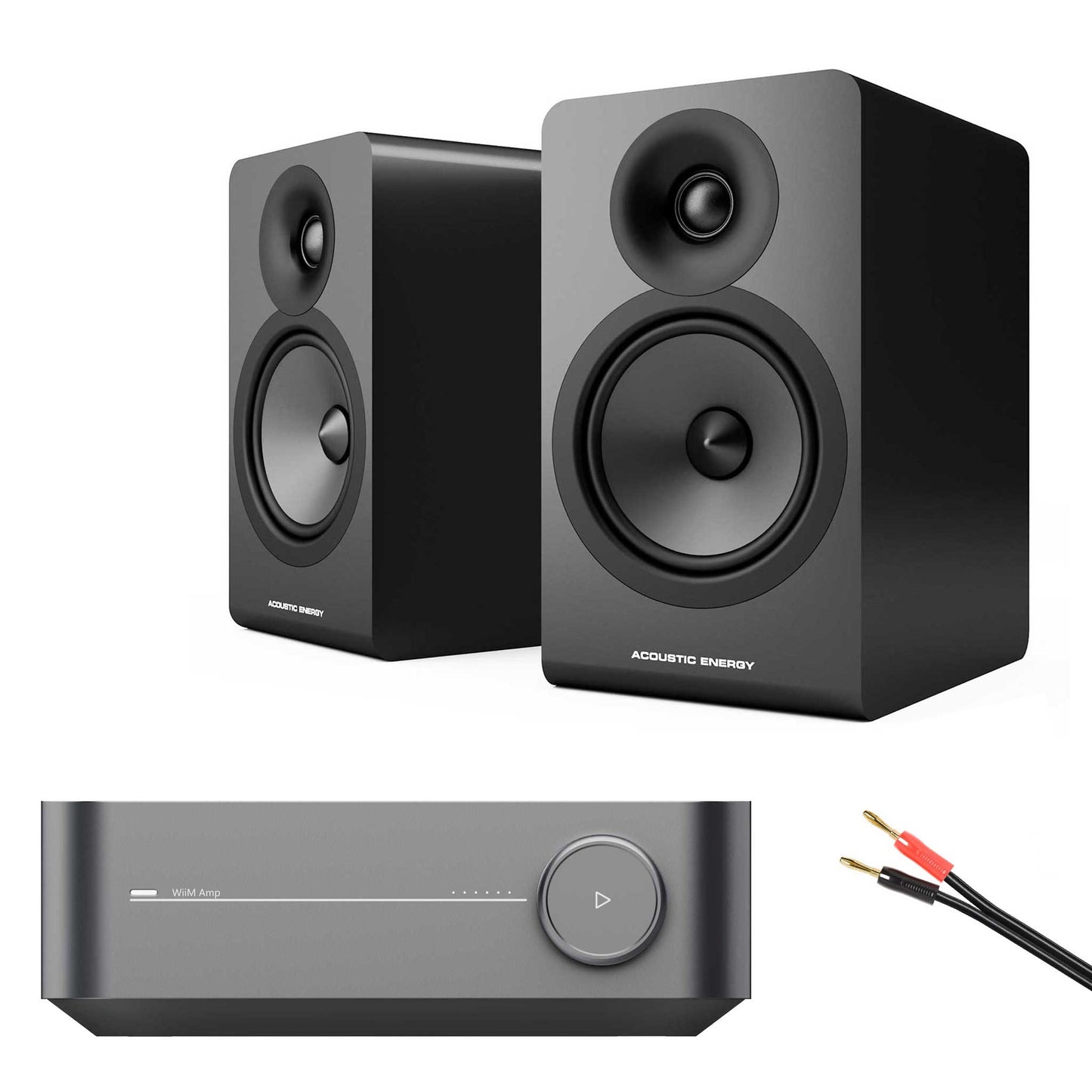 WiiM Amp Space Grey with Acoustic Energy AE100² Black