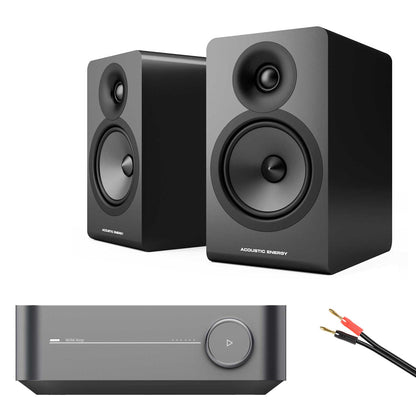 WiiM Amp Space Grey with Acoustic Energy AE100² Black