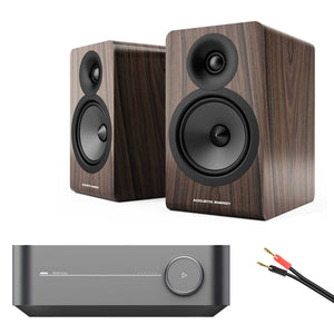 WiiM Amp Space Grey with Acoustic Energy AE100² Walnut