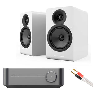 WiiM Amp Space Grey with Acoustic Energy AE100² White