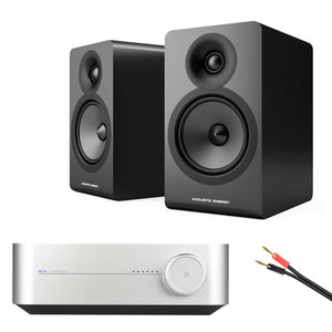 WiiM Amp Silver with Acoustic Energy AE100² Black