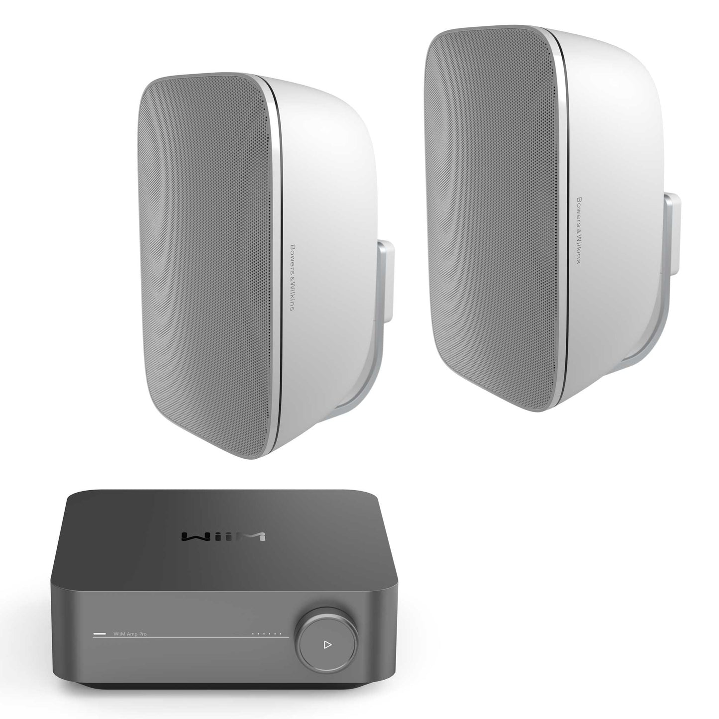 WiiM Amp Pro Outdoor Set with Bowers & Wilkins AM1 White