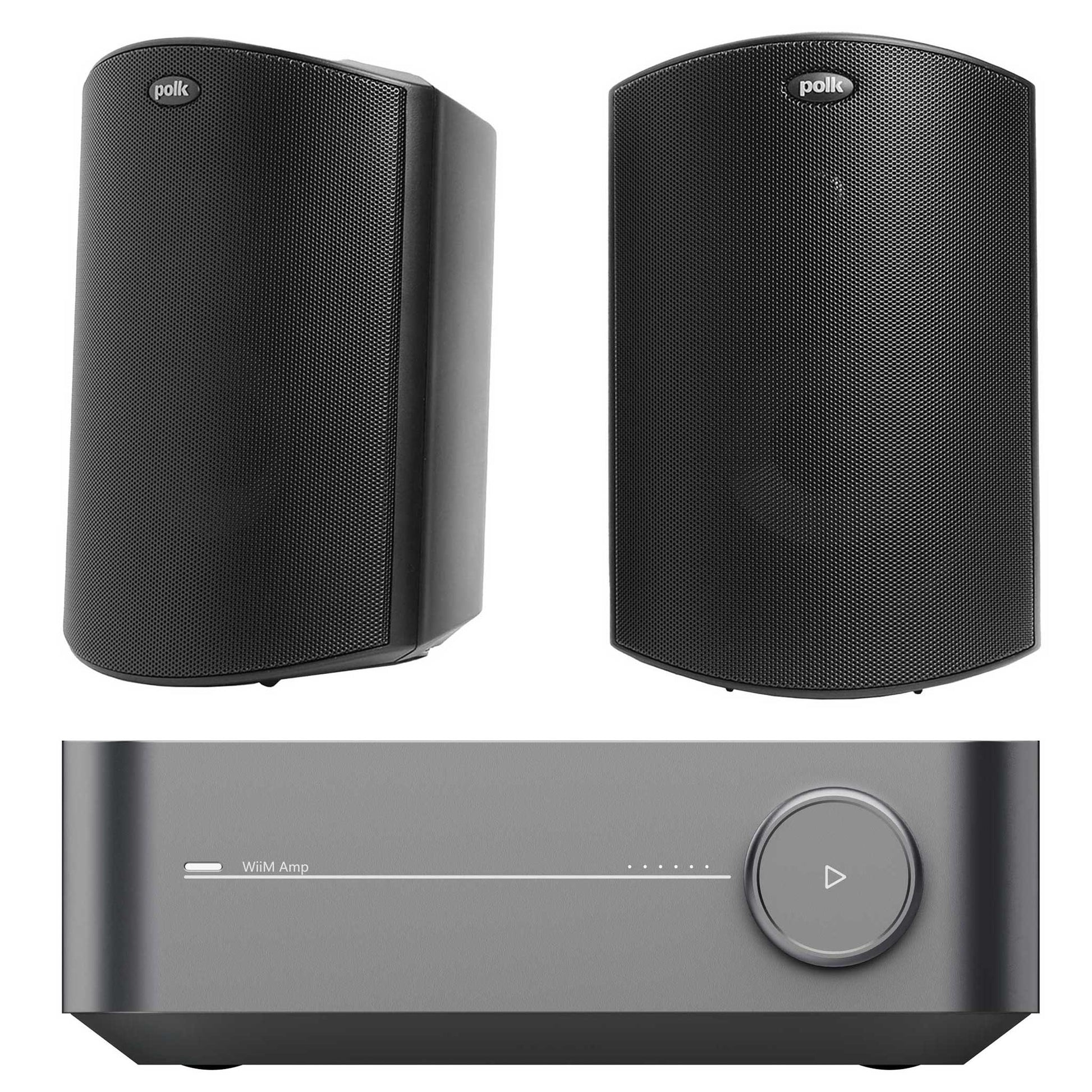 Wiim Amp with Polk Atrium 4 Outdoor Speakers Black