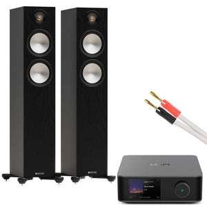 WiiM Amp Ultra Space Grey with Monitor Audio Bronze 300 7G Black