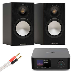 WiiM Amp Ultra Space Grey with Monitor Audio Bronze 50 7G Black