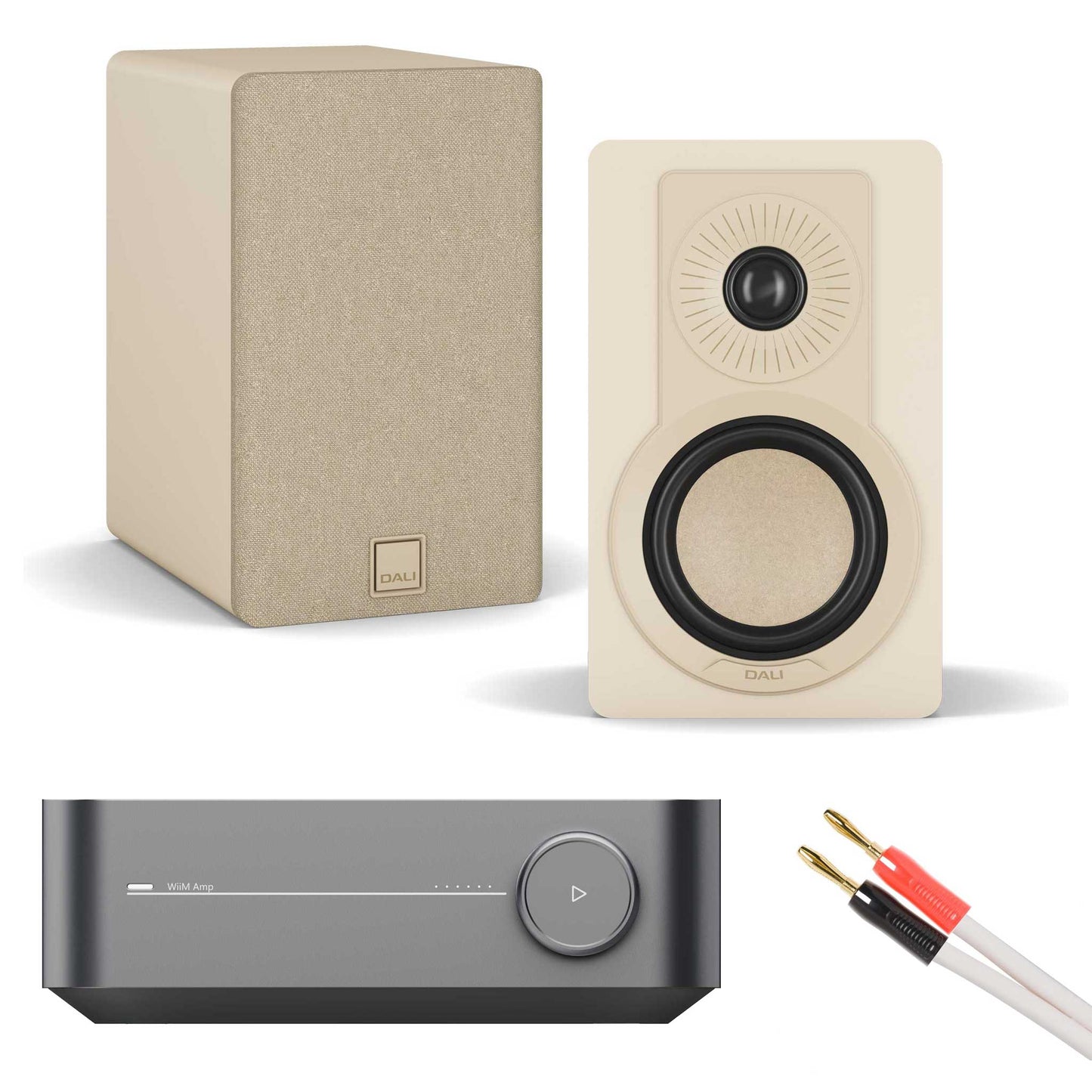 WiiM Amp Grey with Dali Kupid Caramel White