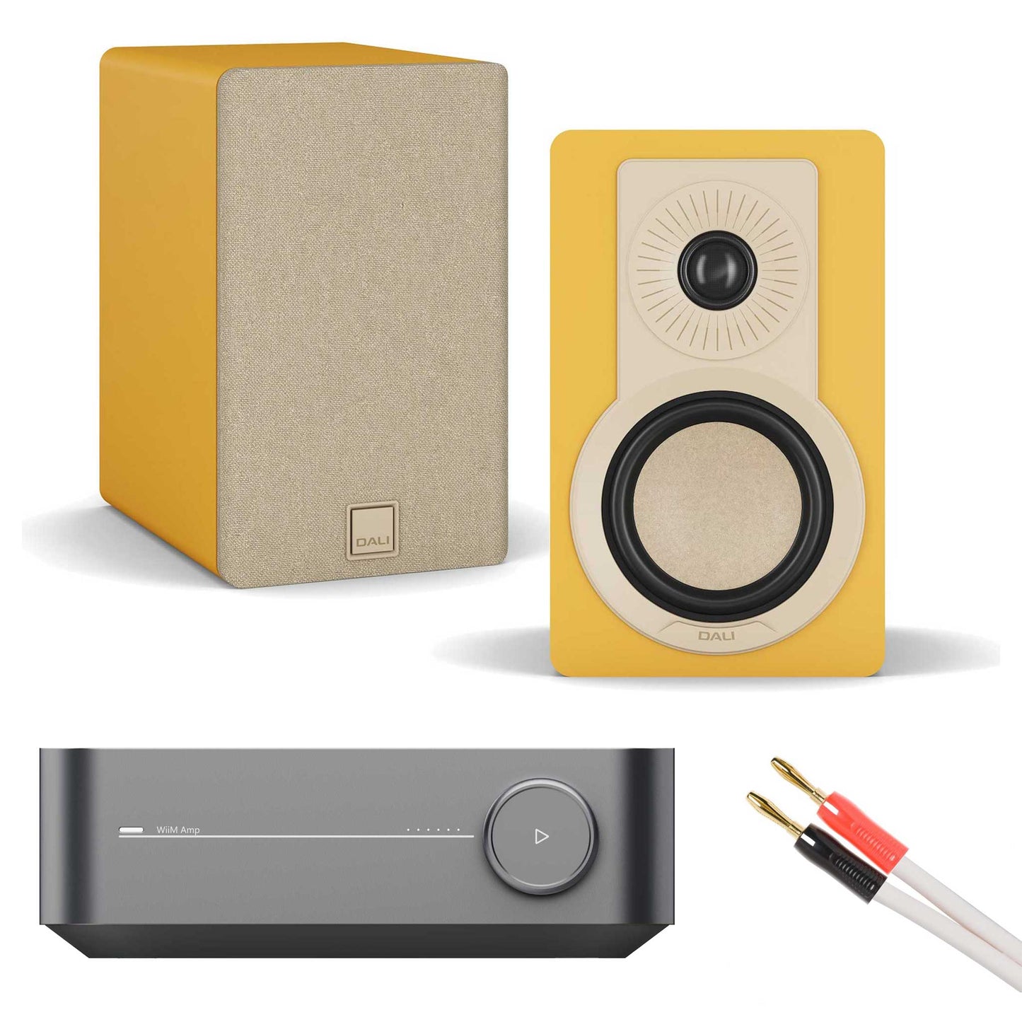 WiiM Amp Grey with Dali Kupid Golden Yellow