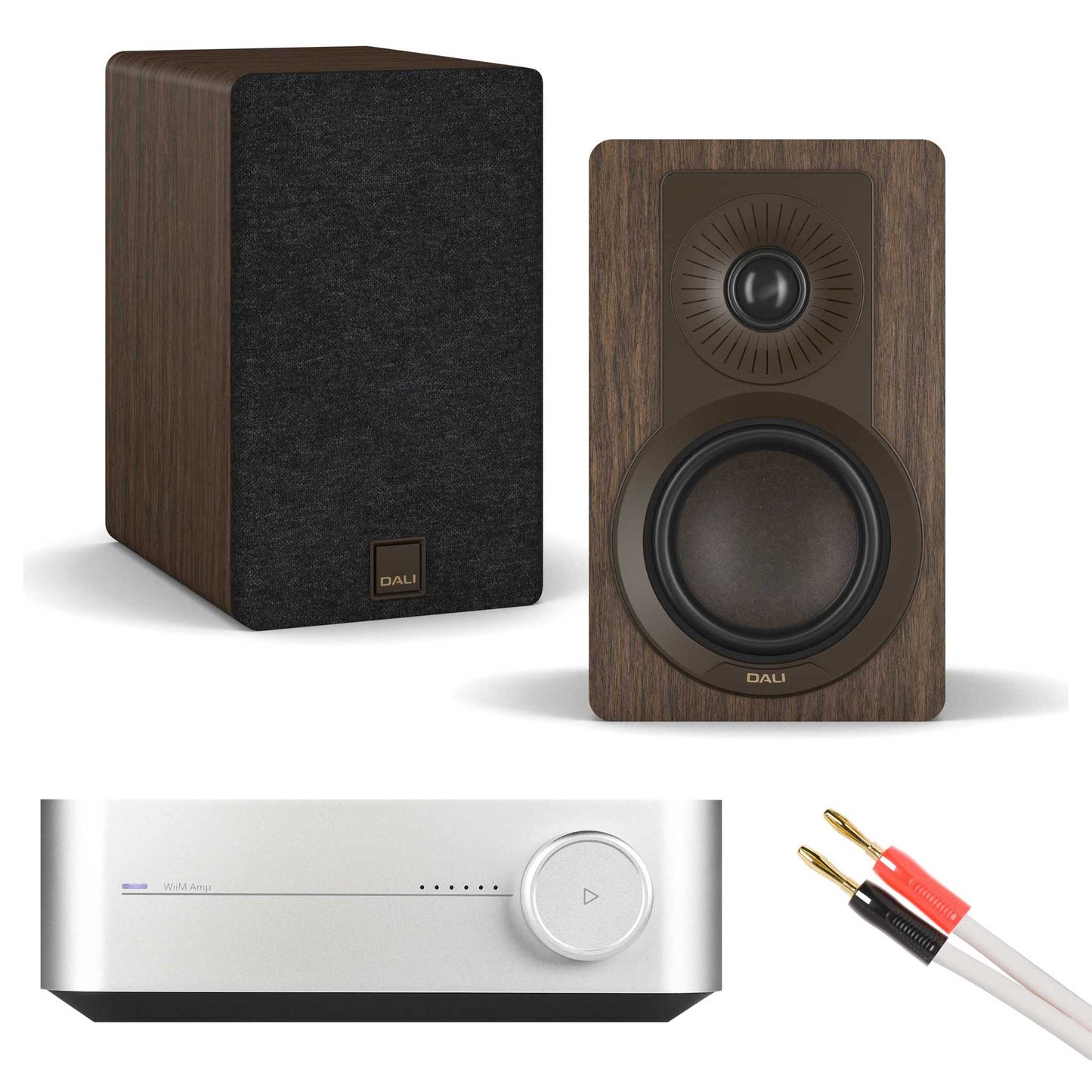 WiiM Amp Silver with Dali Kupid Dark Walnut