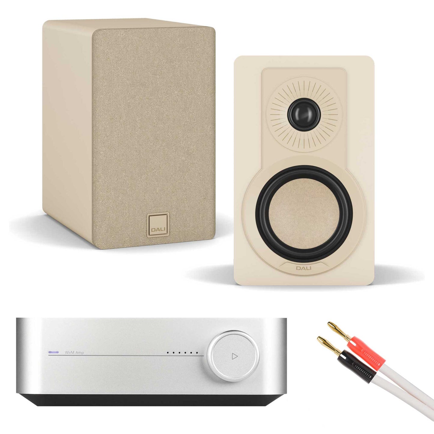 WiiM Amp Silver with Dali Kupid Caramel White