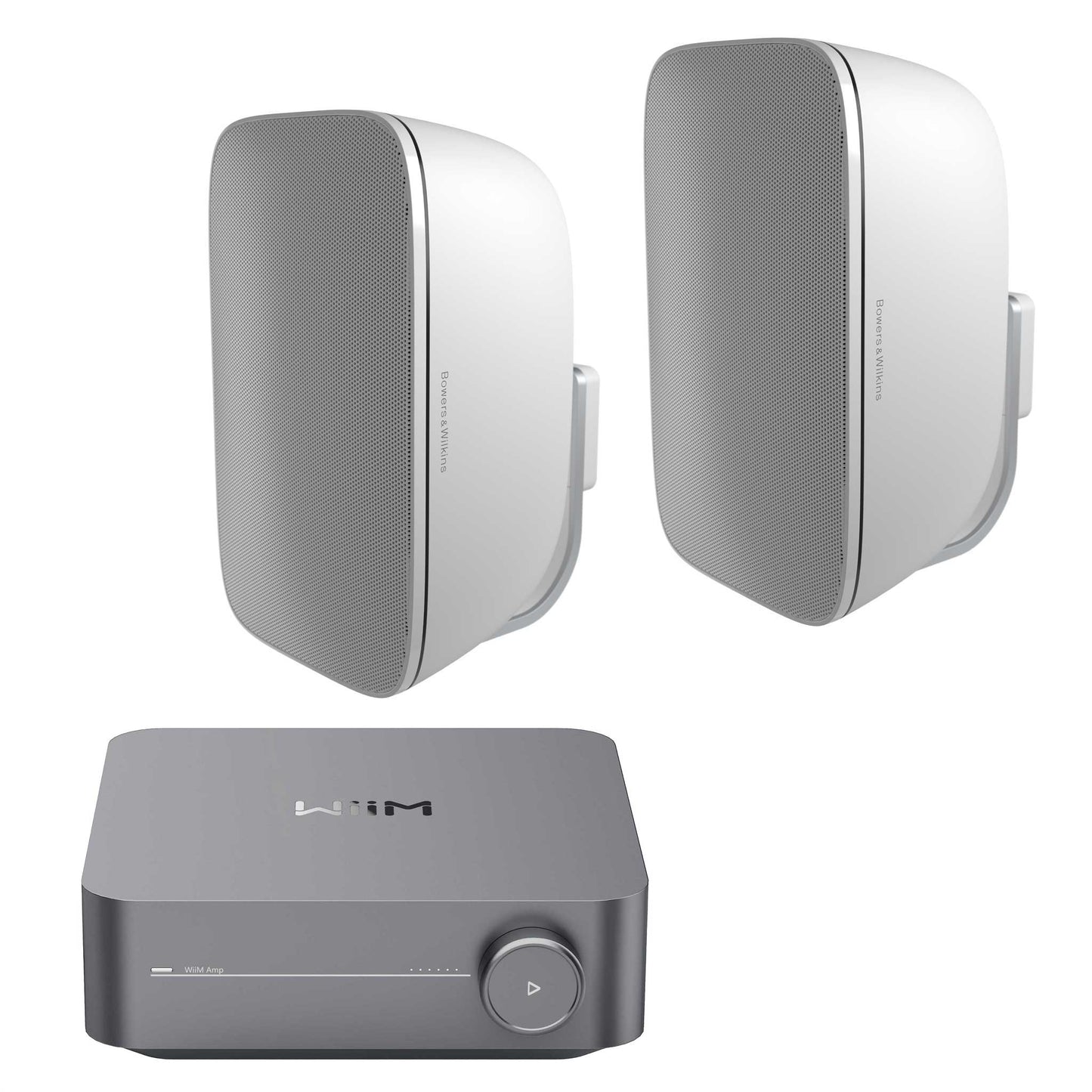 WiiM Amp Outdoor Set with Bowers & Wilkins AM1 Speakers