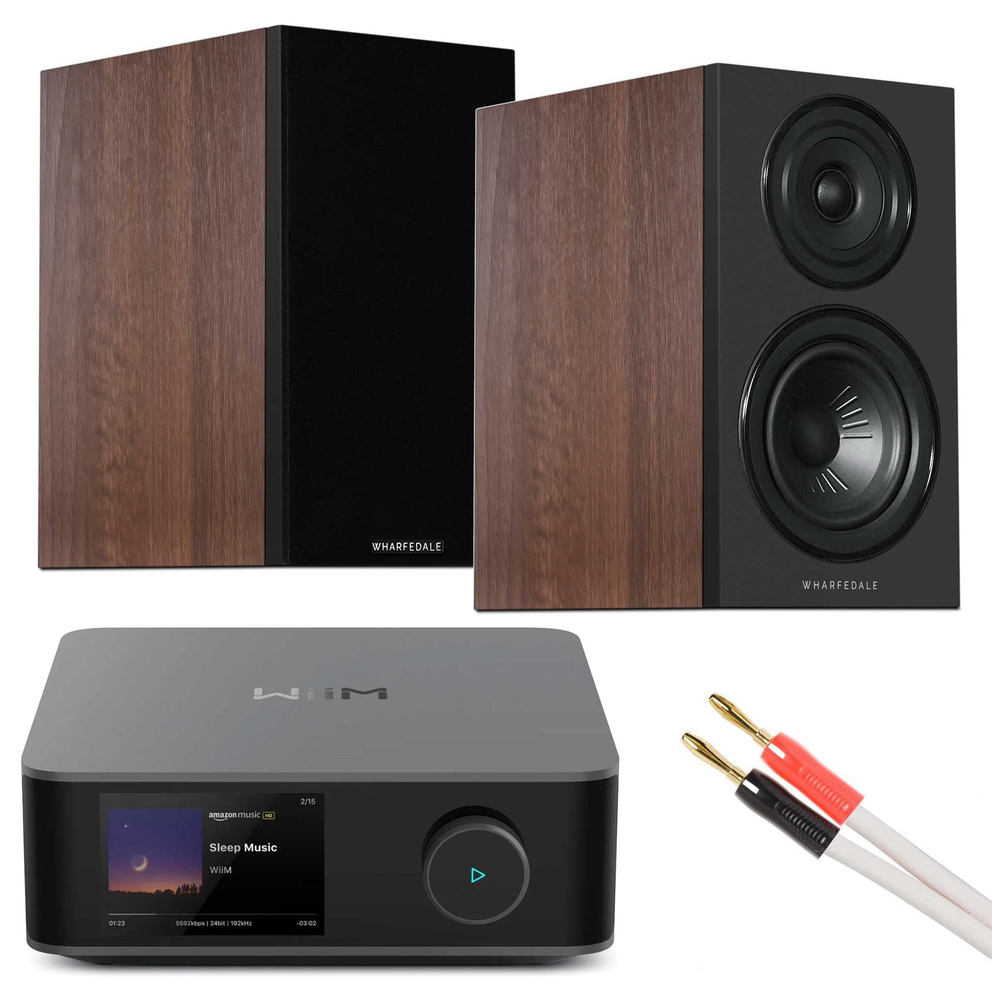 WiiM Amp Ultra Grey with Wharfedale Diamond 12.1i Walnut