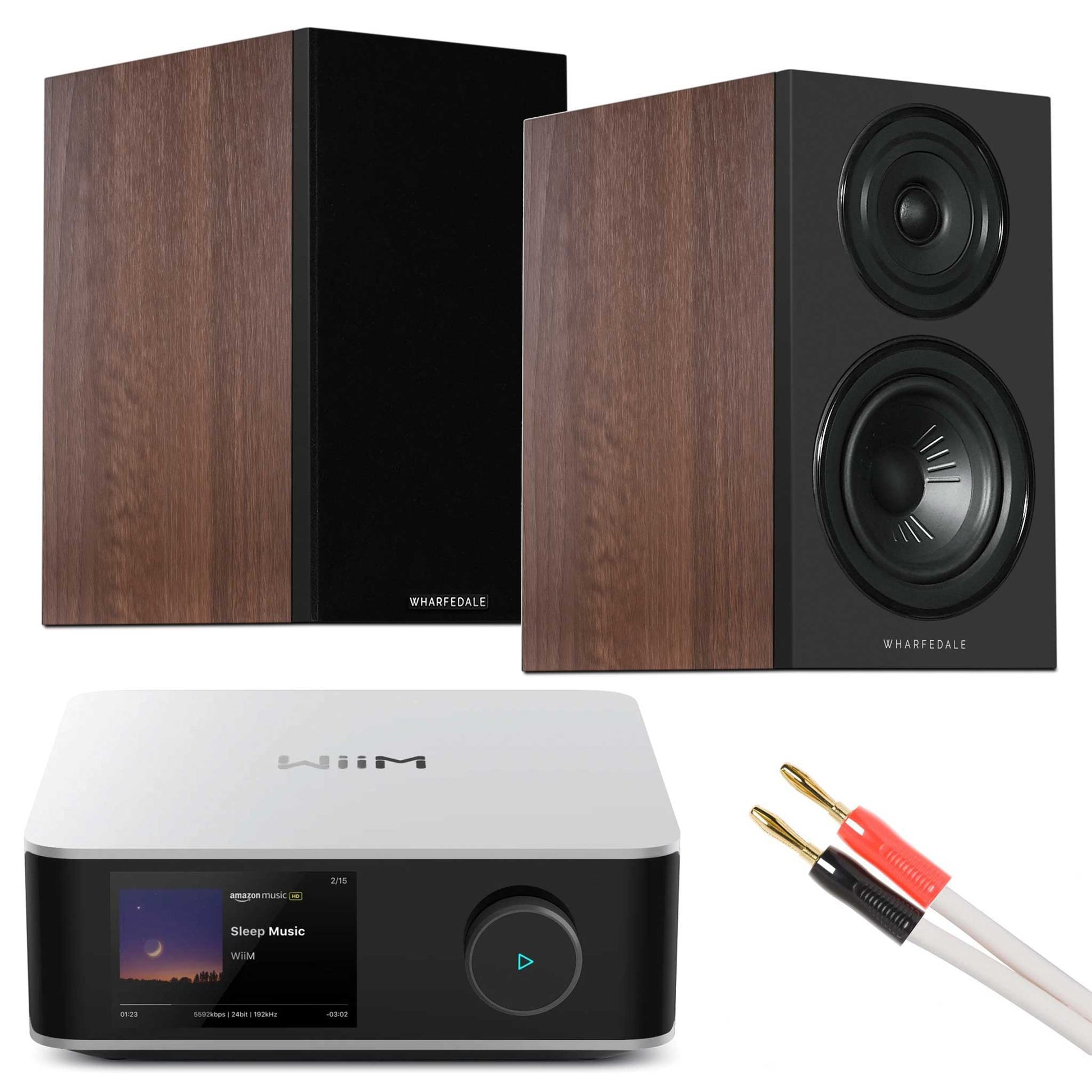 WiiM Amp Ultra Silver with Wharfedale Diamond 12.1i Walnut