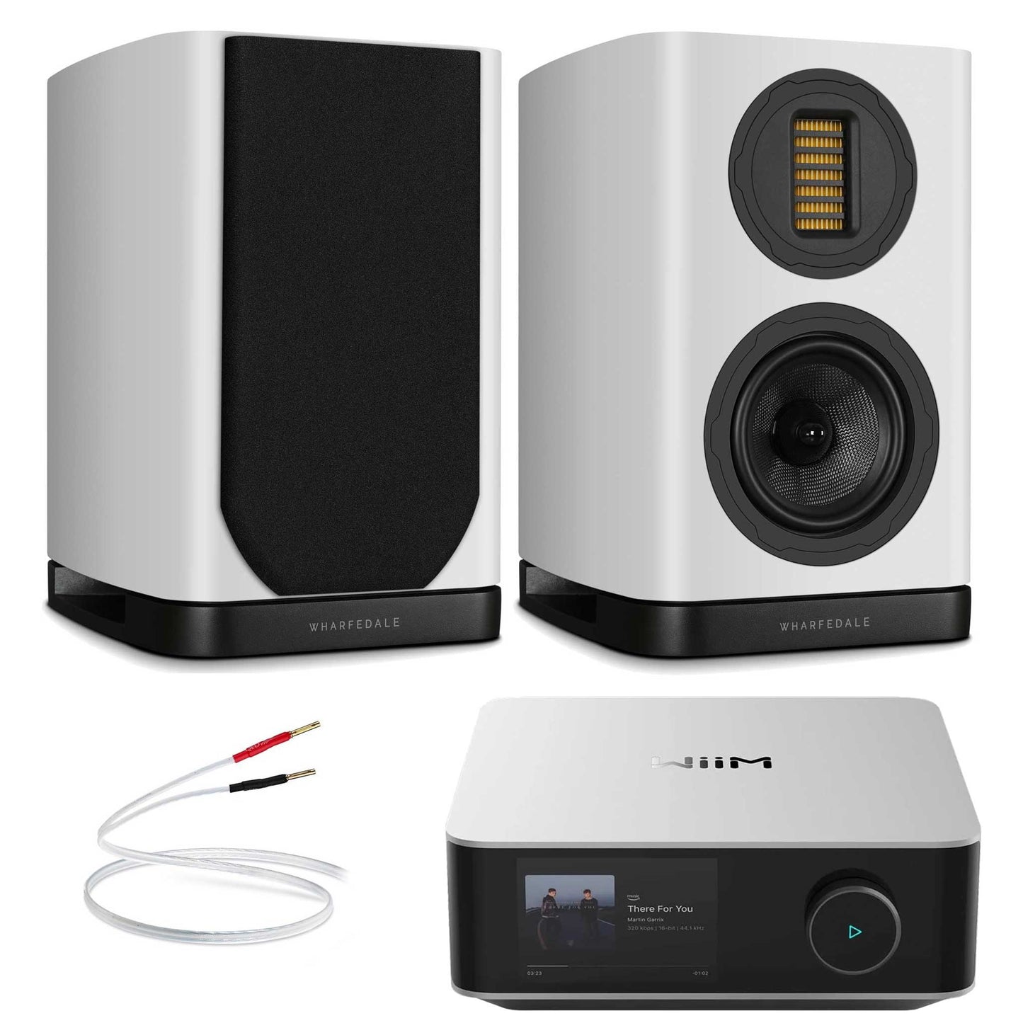 WiiM Amp Ultra Silver with Wharfedale EVO 5.1 White