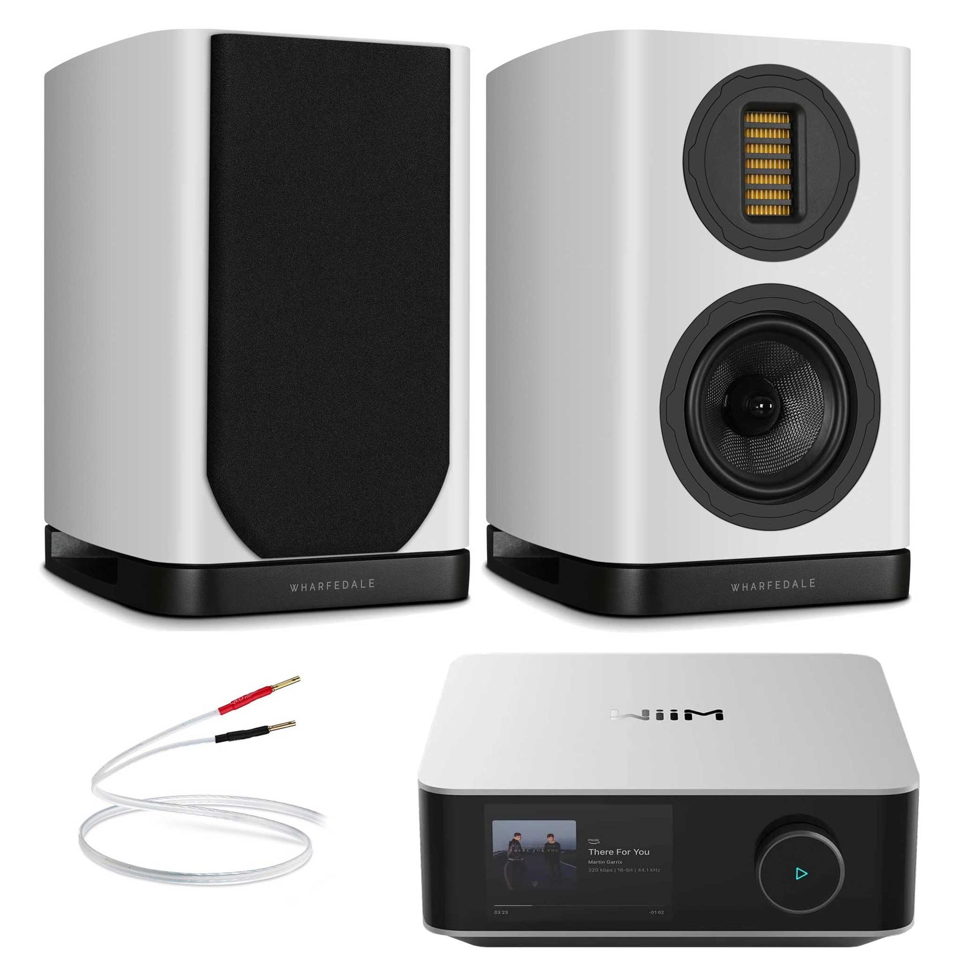 WiiM Amp Ultra Silver with Wharfedale EVO 5.1 White